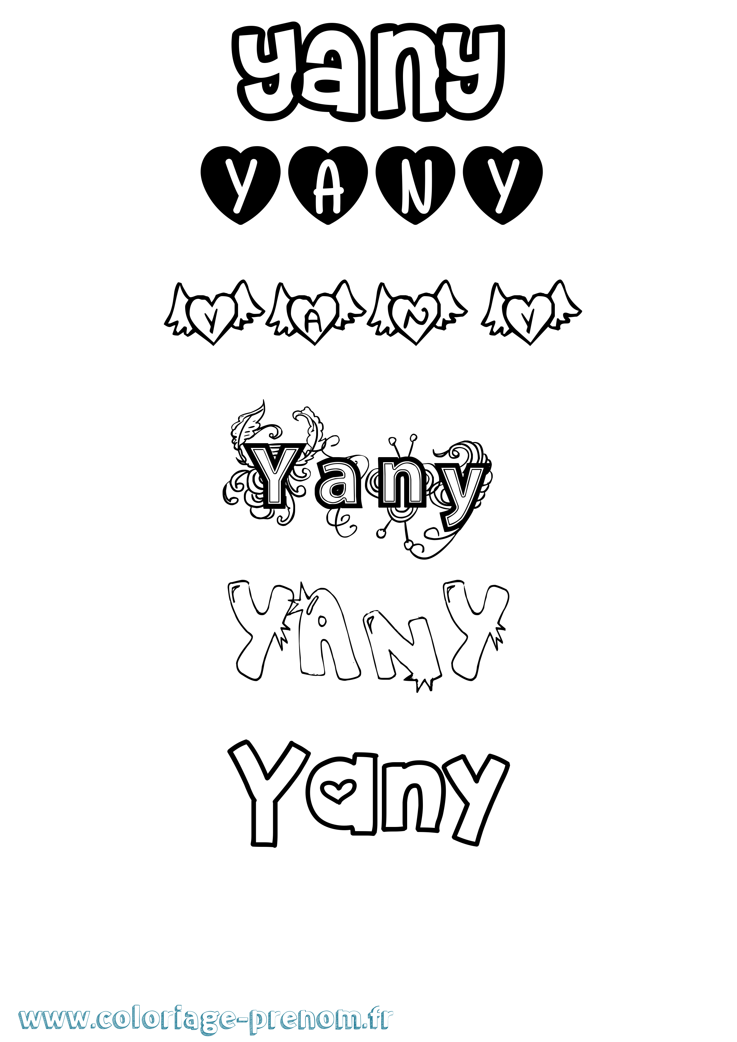 Coloriage Yany Girly Coloriage prénom Yany Girly