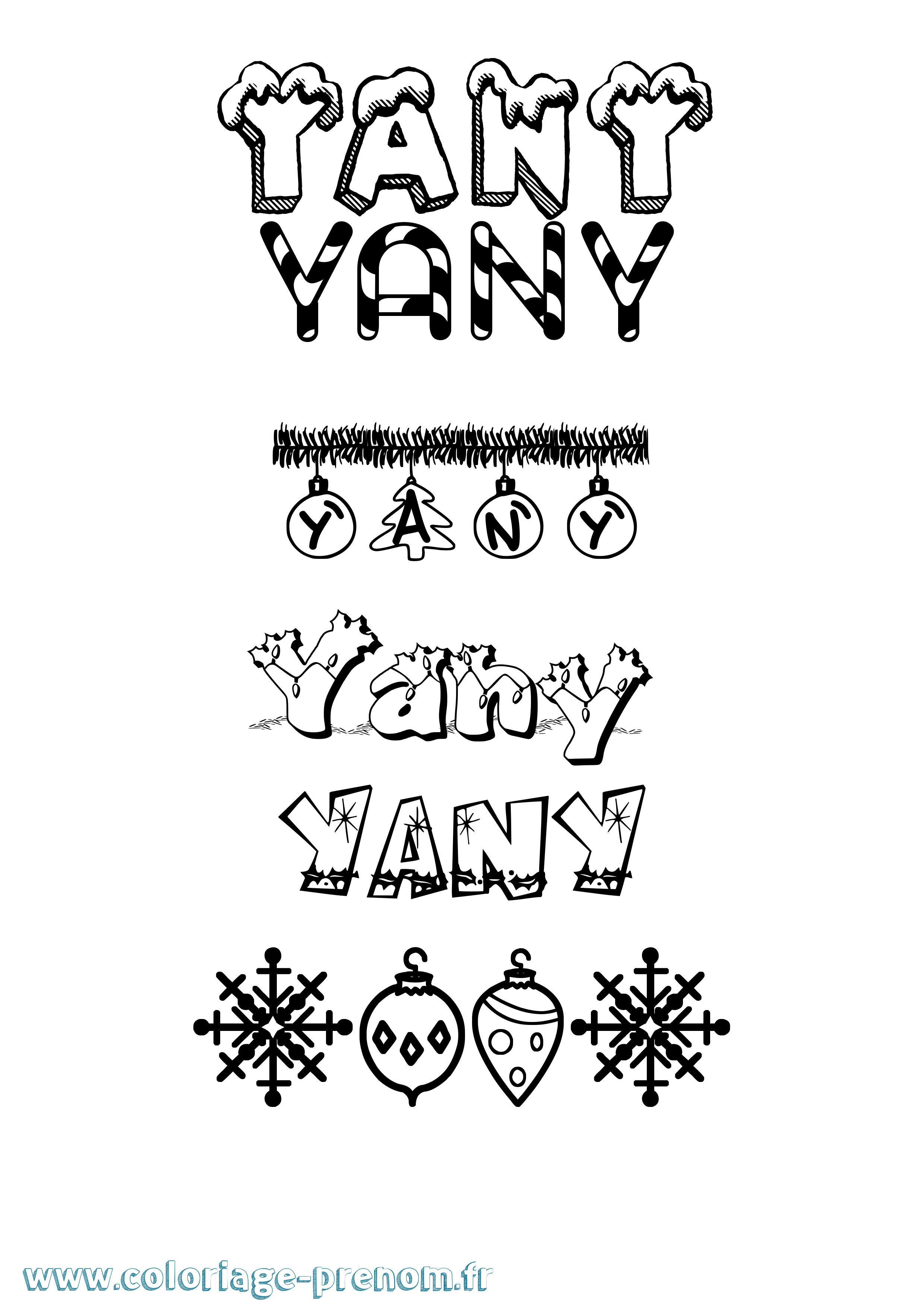 Coloriage Yany Noël Coloriage prénom Yany Noël