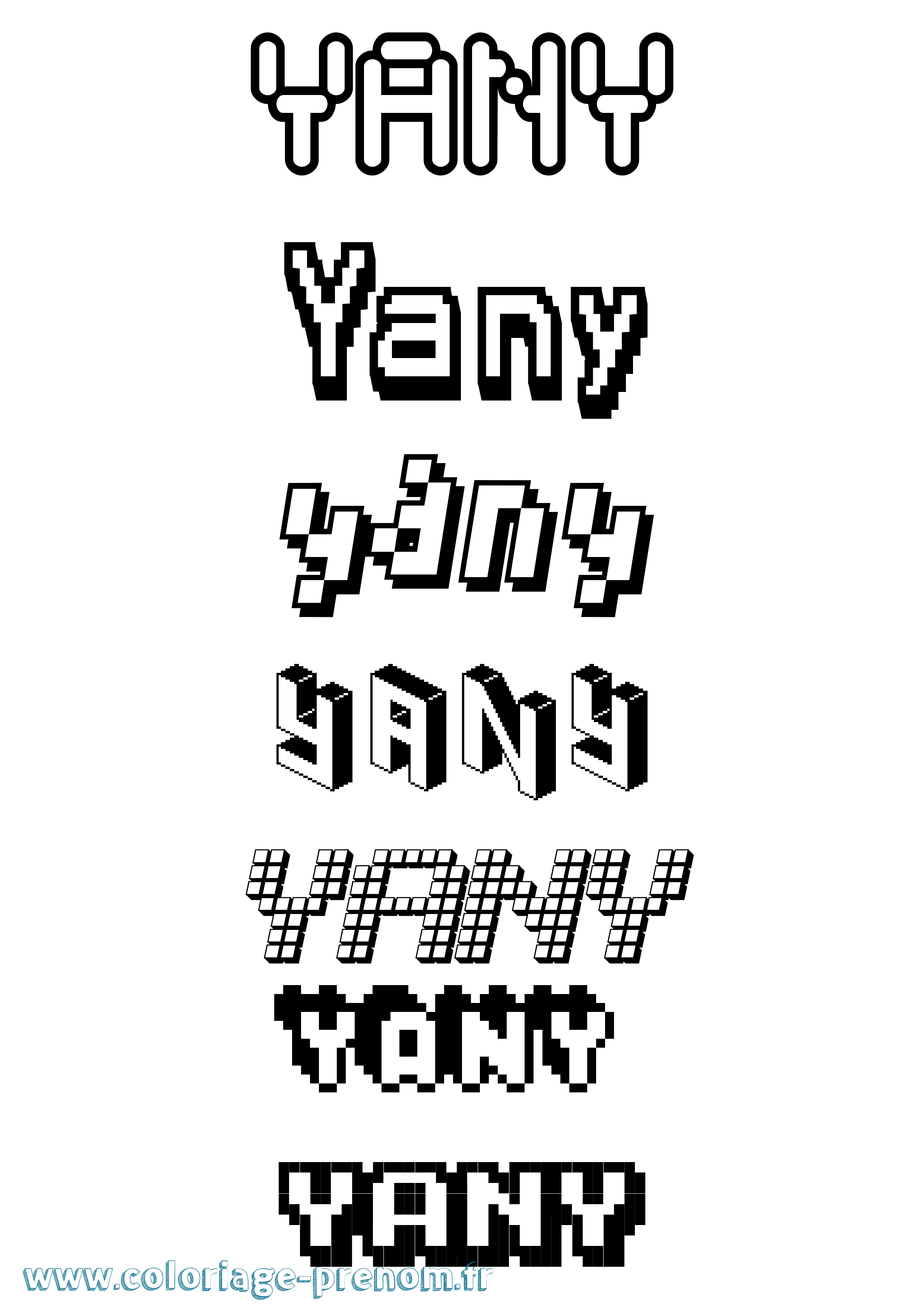 Coloriage Yany Pixel Coloriage prénom Yany Pixel