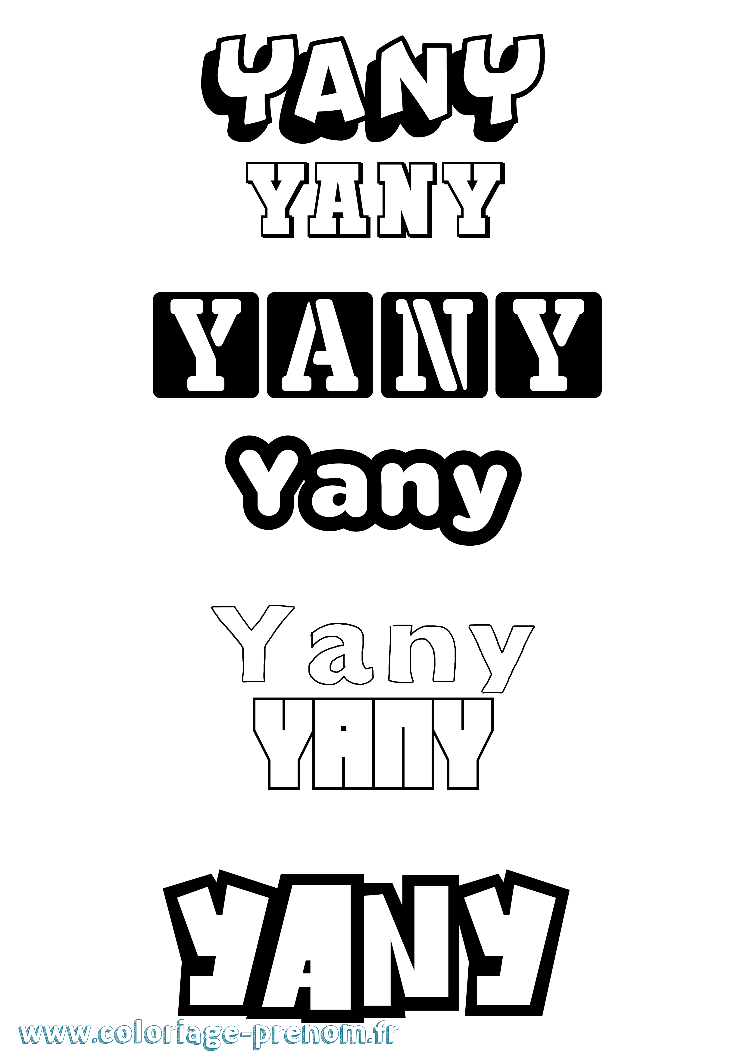 Coloriage Yany Simple Coloriage prénom Yany Simple