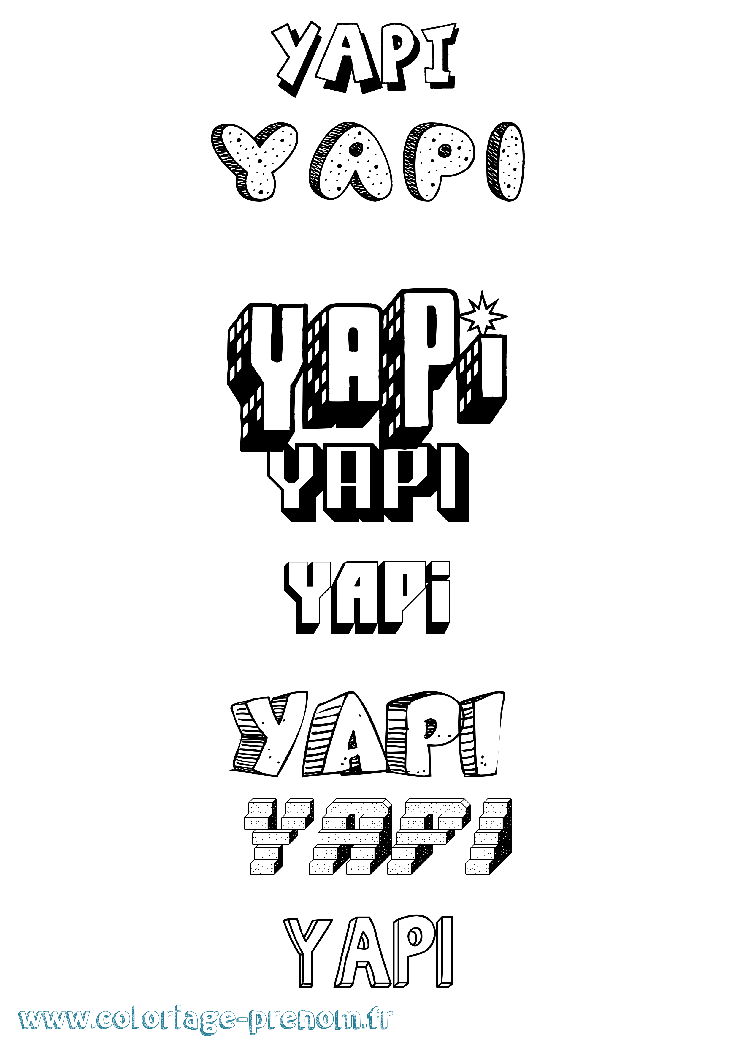 Coloriage Yapi Effet 3D Coloriage prénom Yapi Effet 3D