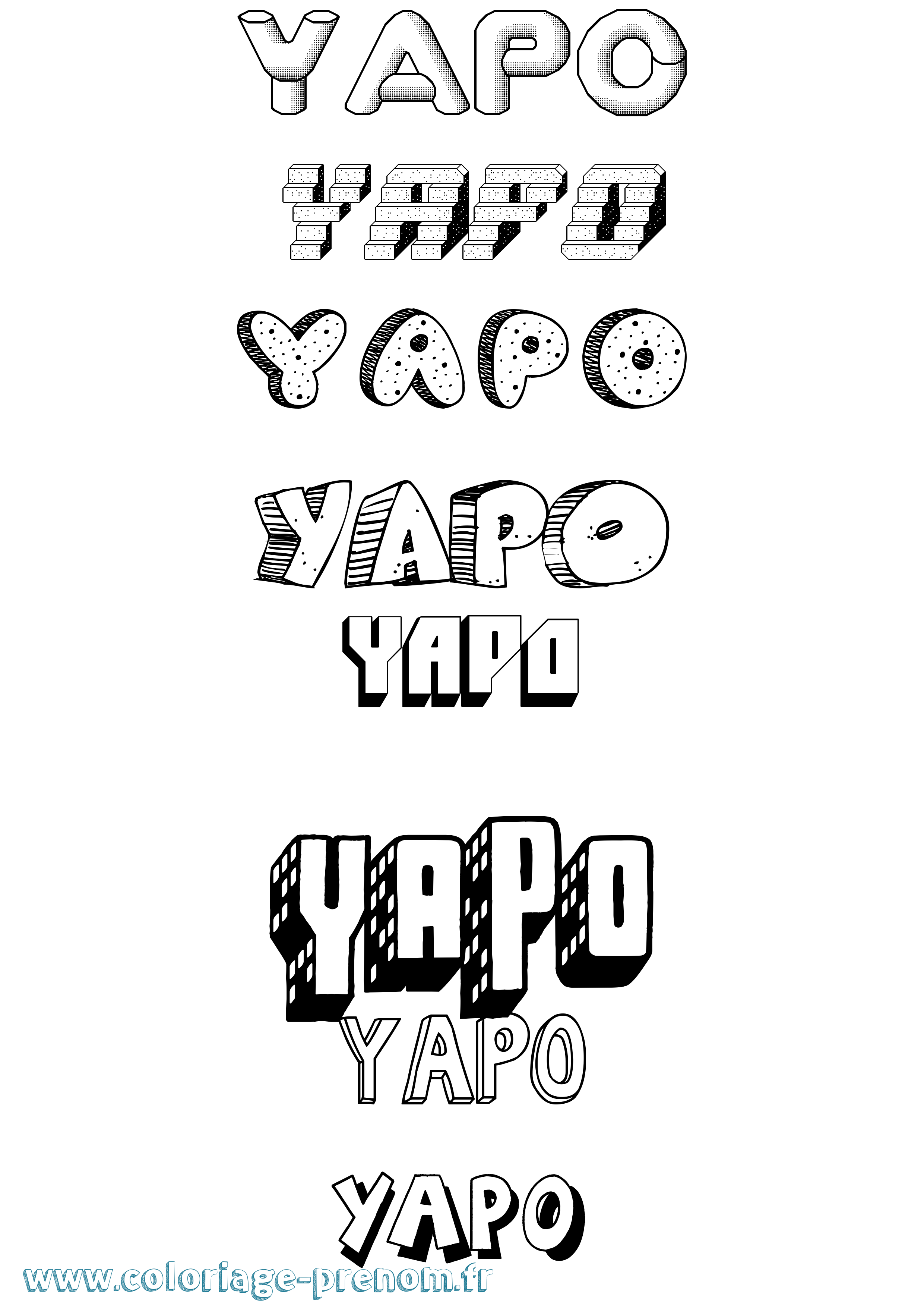 Coloriage Yapo Effet 3D Coloriage prénom Yapo Effet 3D