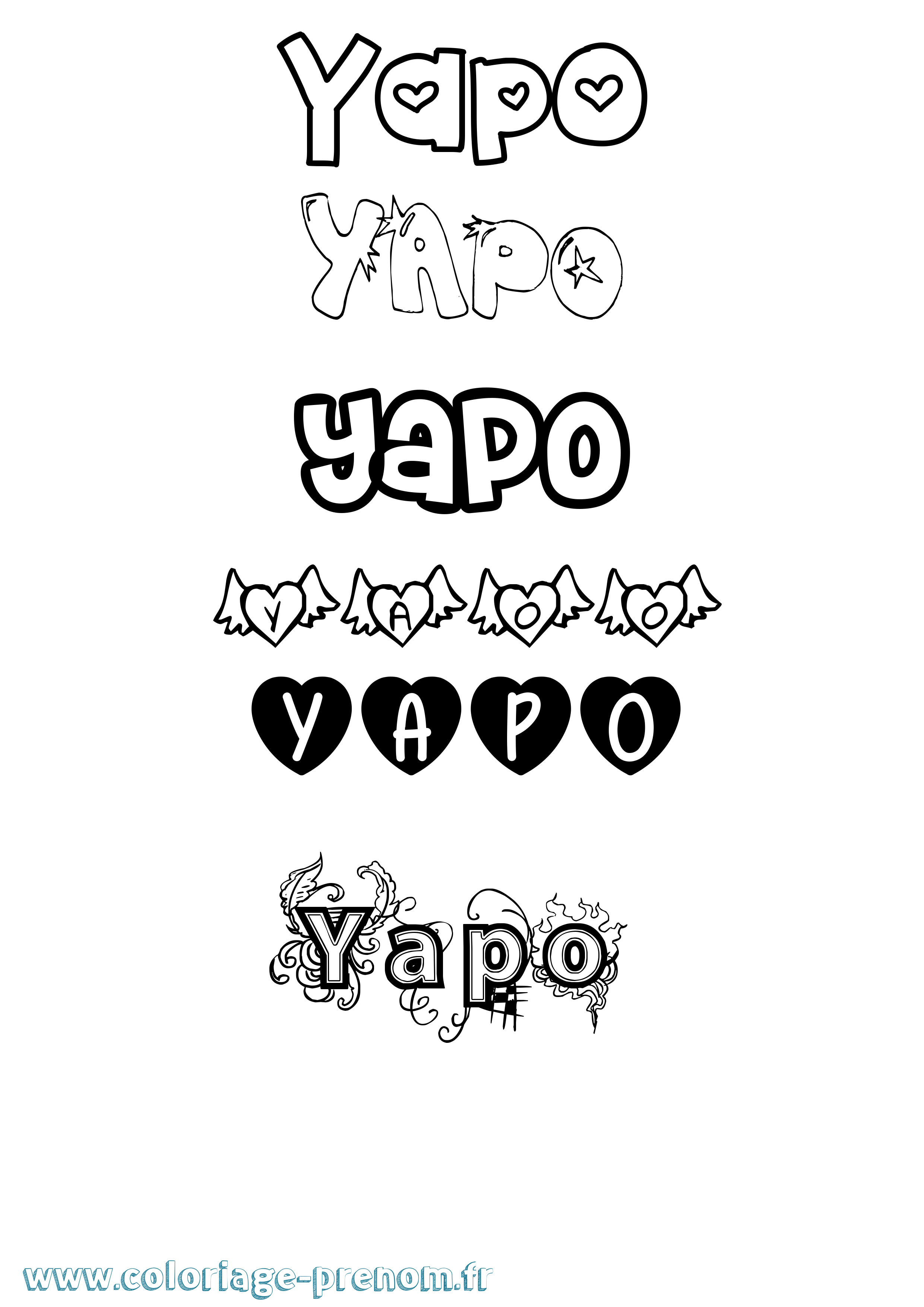 Coloriage Yapo Girly Coloriage prénom Yapo Girly