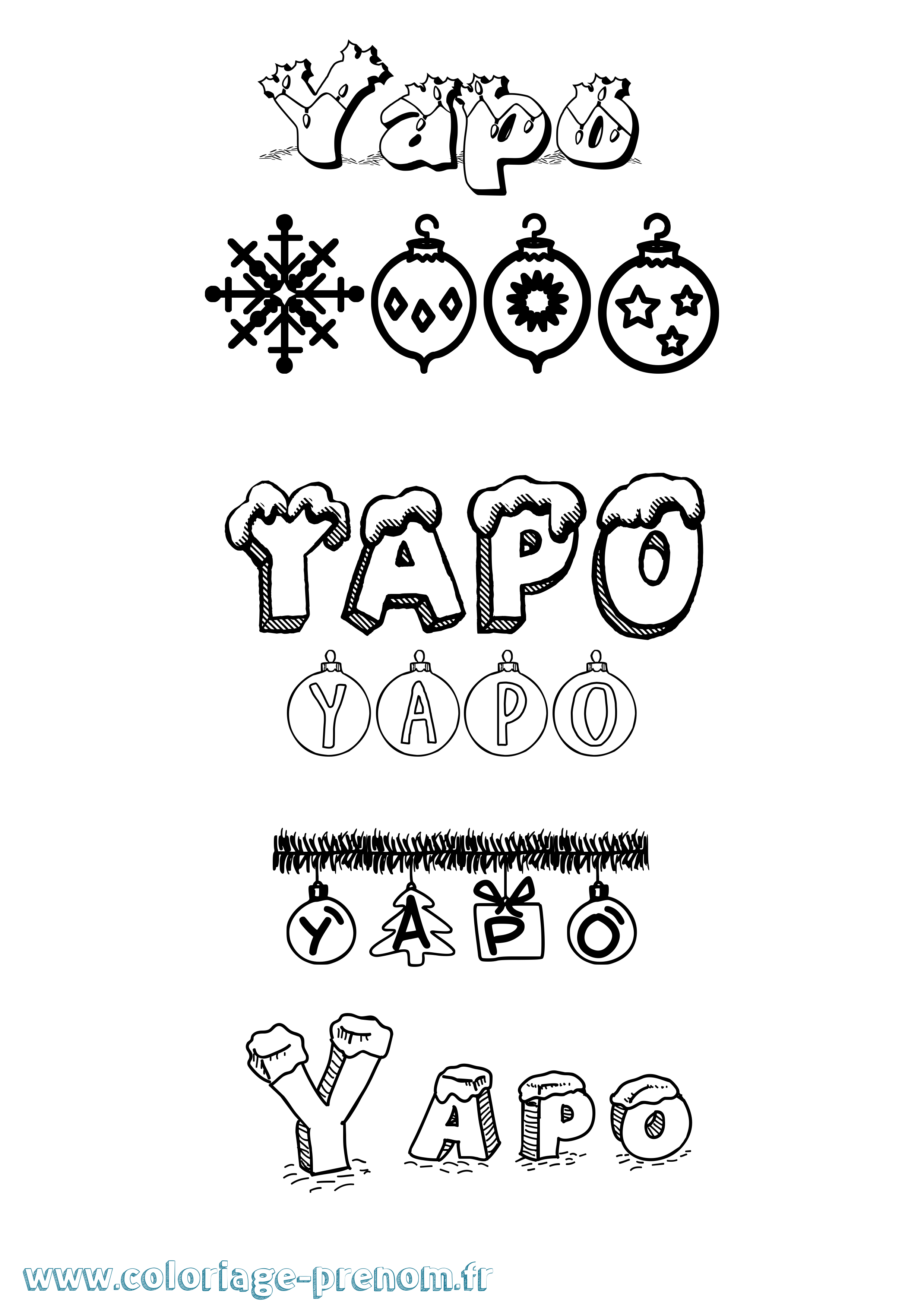 Coloriage Yapo Noël Coloriage prénom Yapo Noël