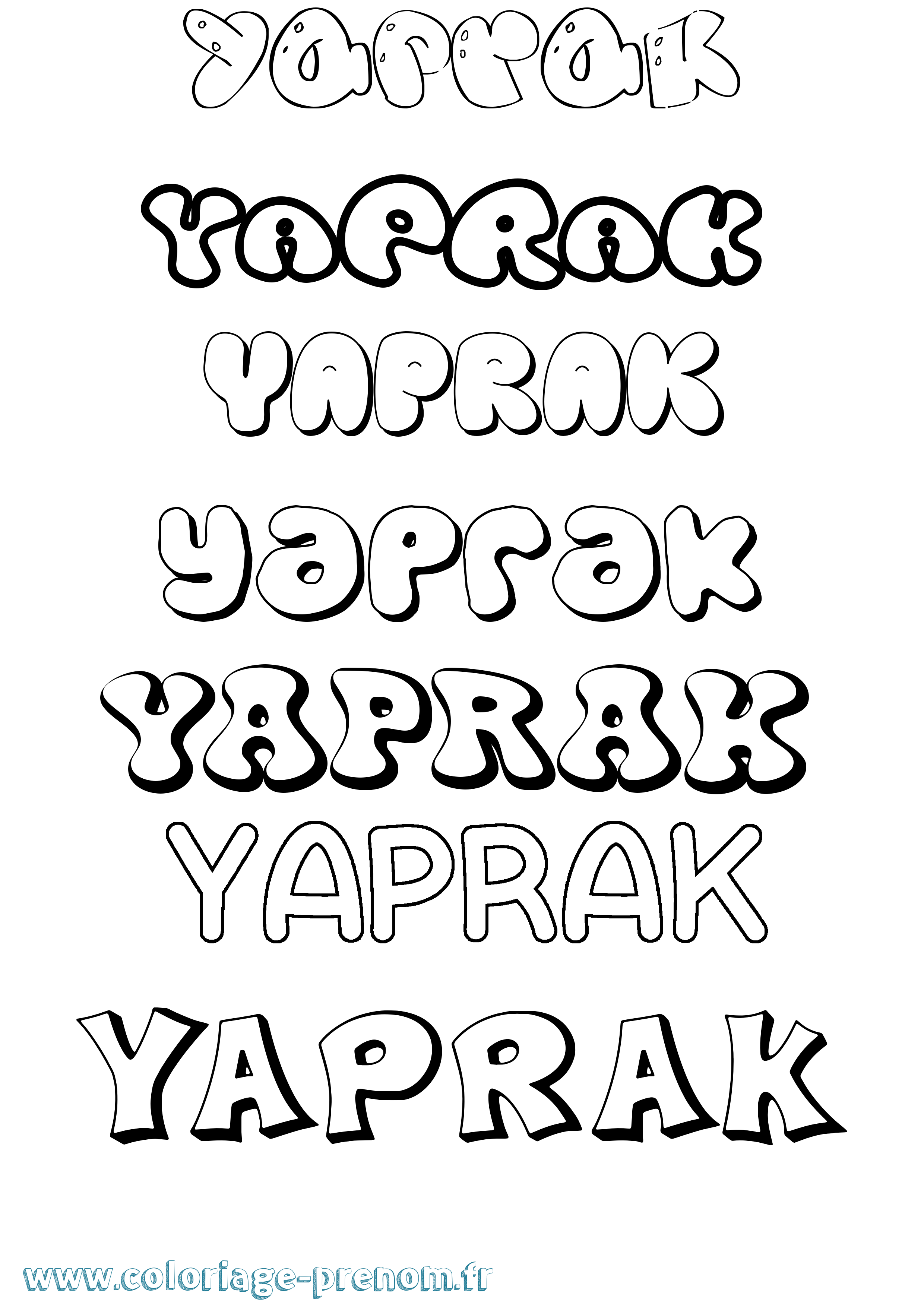 Coloriage Yaprak Bubble Coloriage prénom Yaprak Bubble