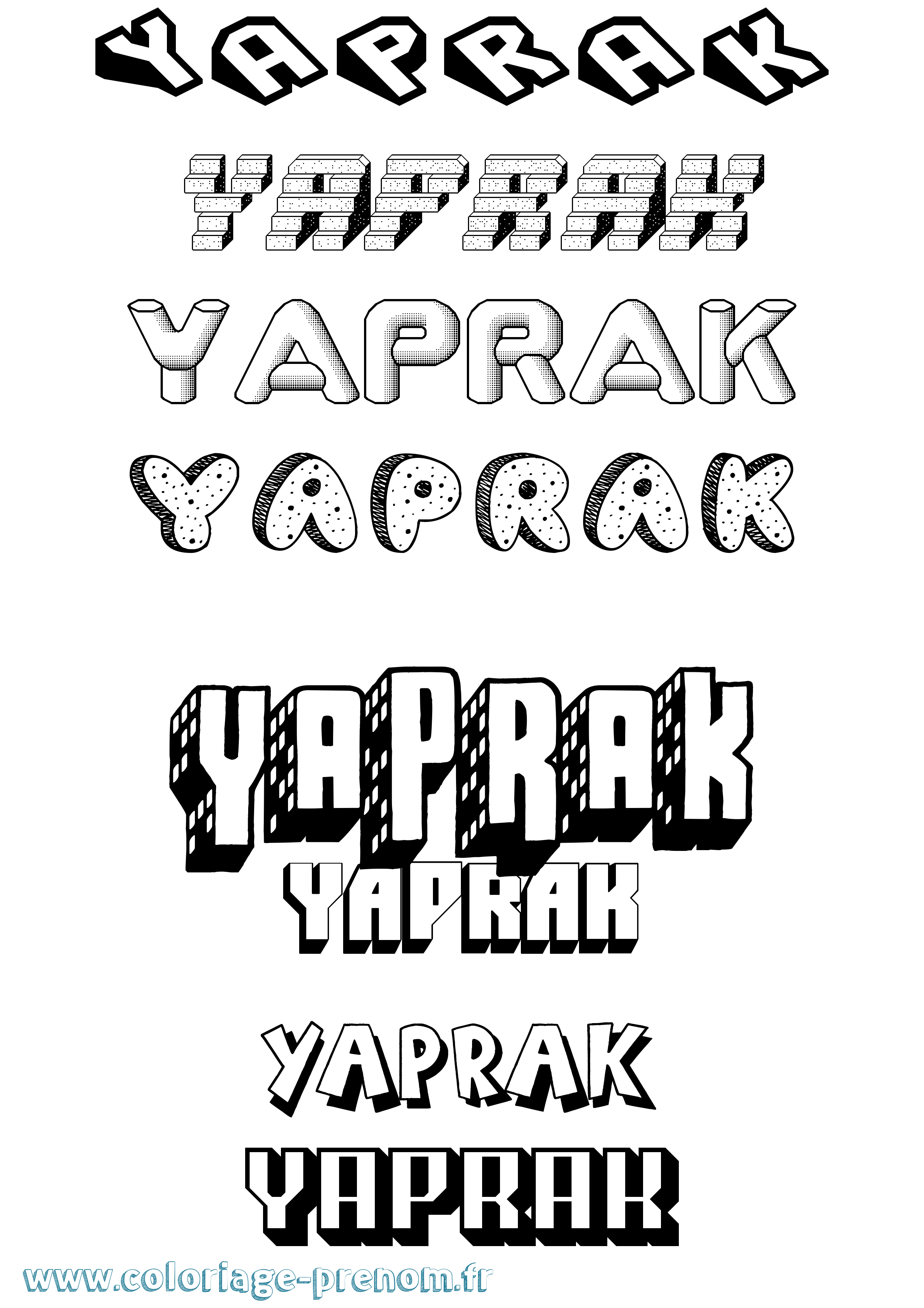 Coloriage Yaprak Effet 3D Coloriage prénom Yaprak Effet 3D