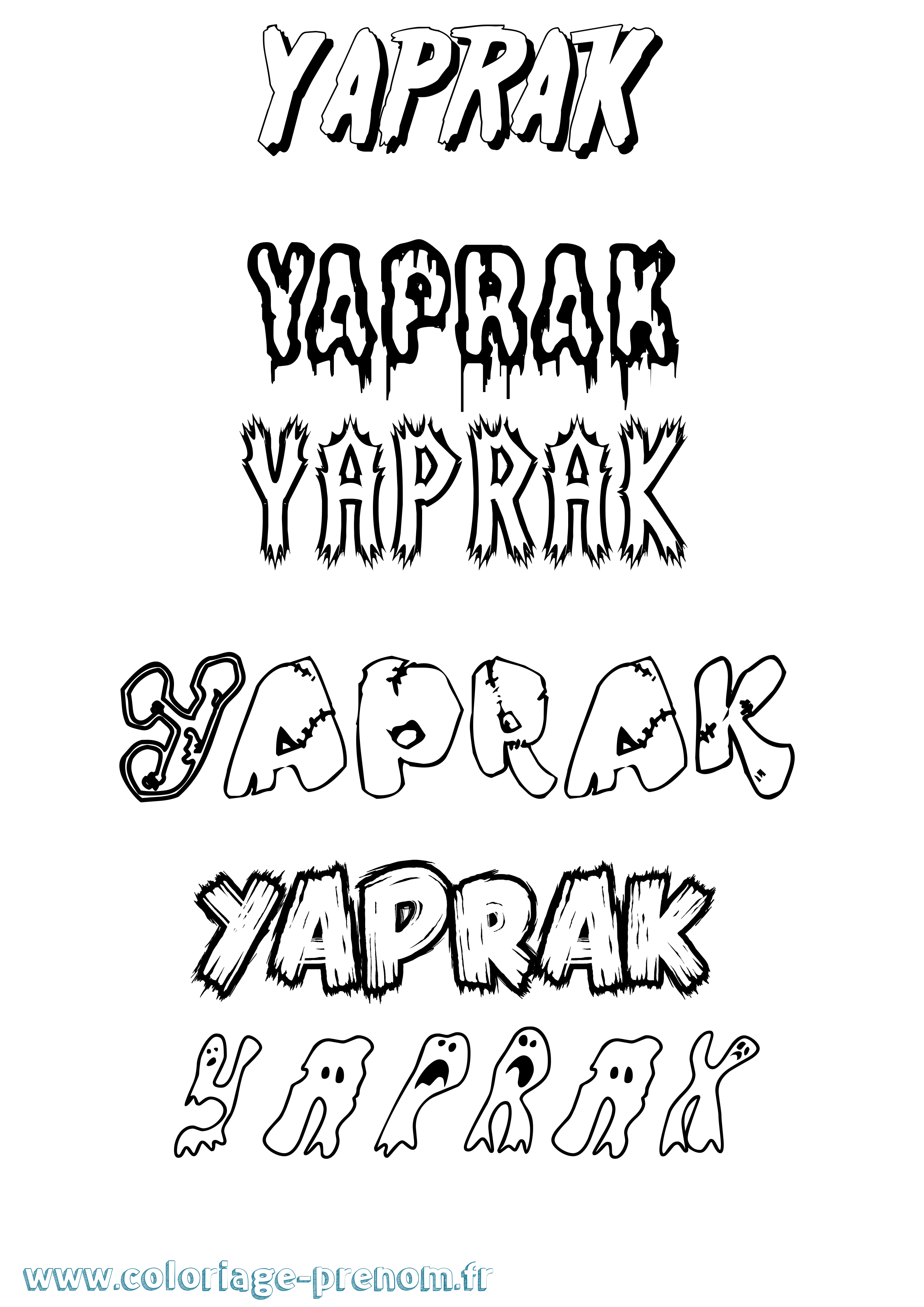 Coloriage Yaprak Frisson Coloriage prénom Yaprak Frisson