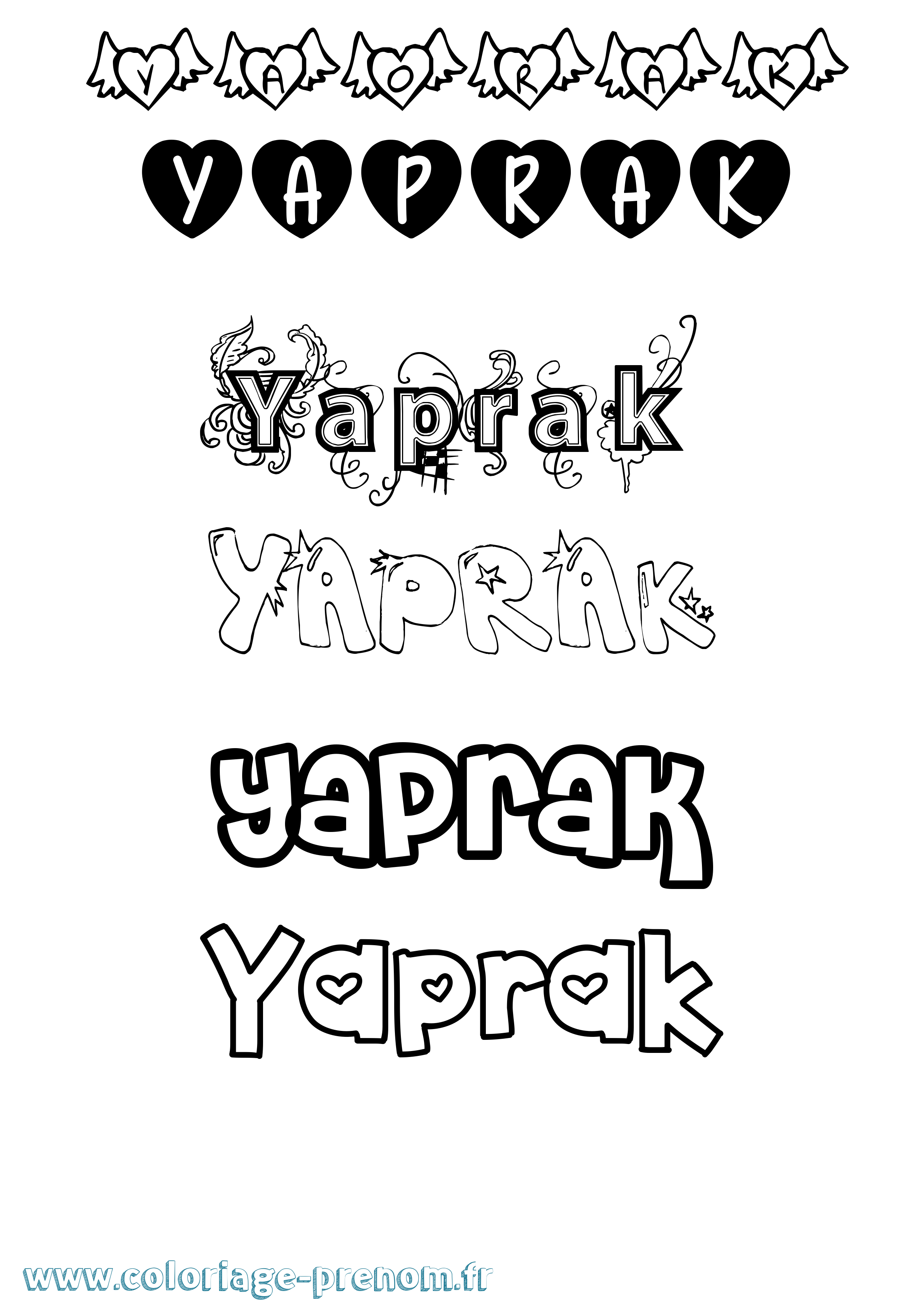 Coloriage Yaprak Girly Coloriage prénom Yaprak Girly