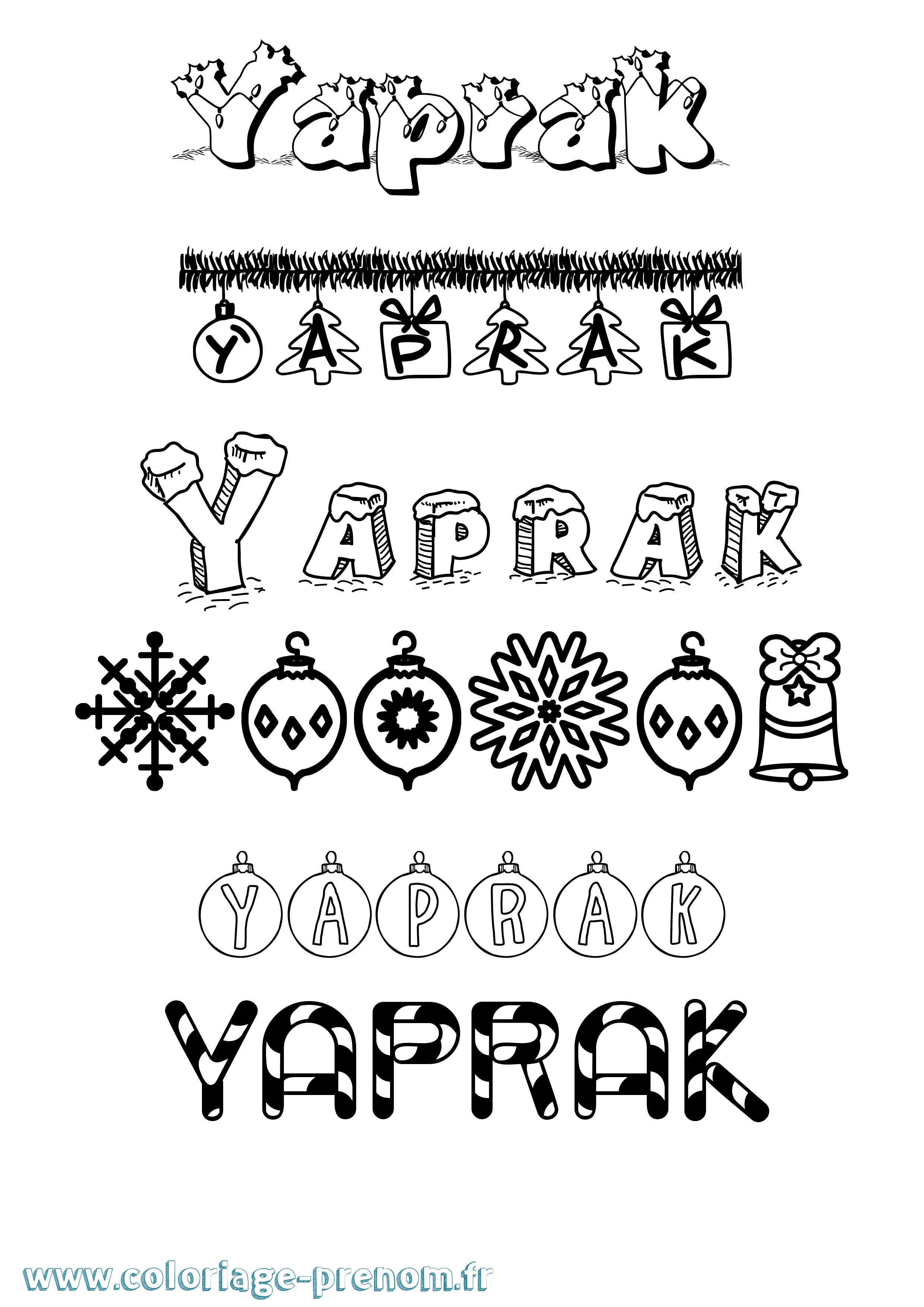 Coloriage Yaprak Noël Coloriage prénom Yaprak Noël
