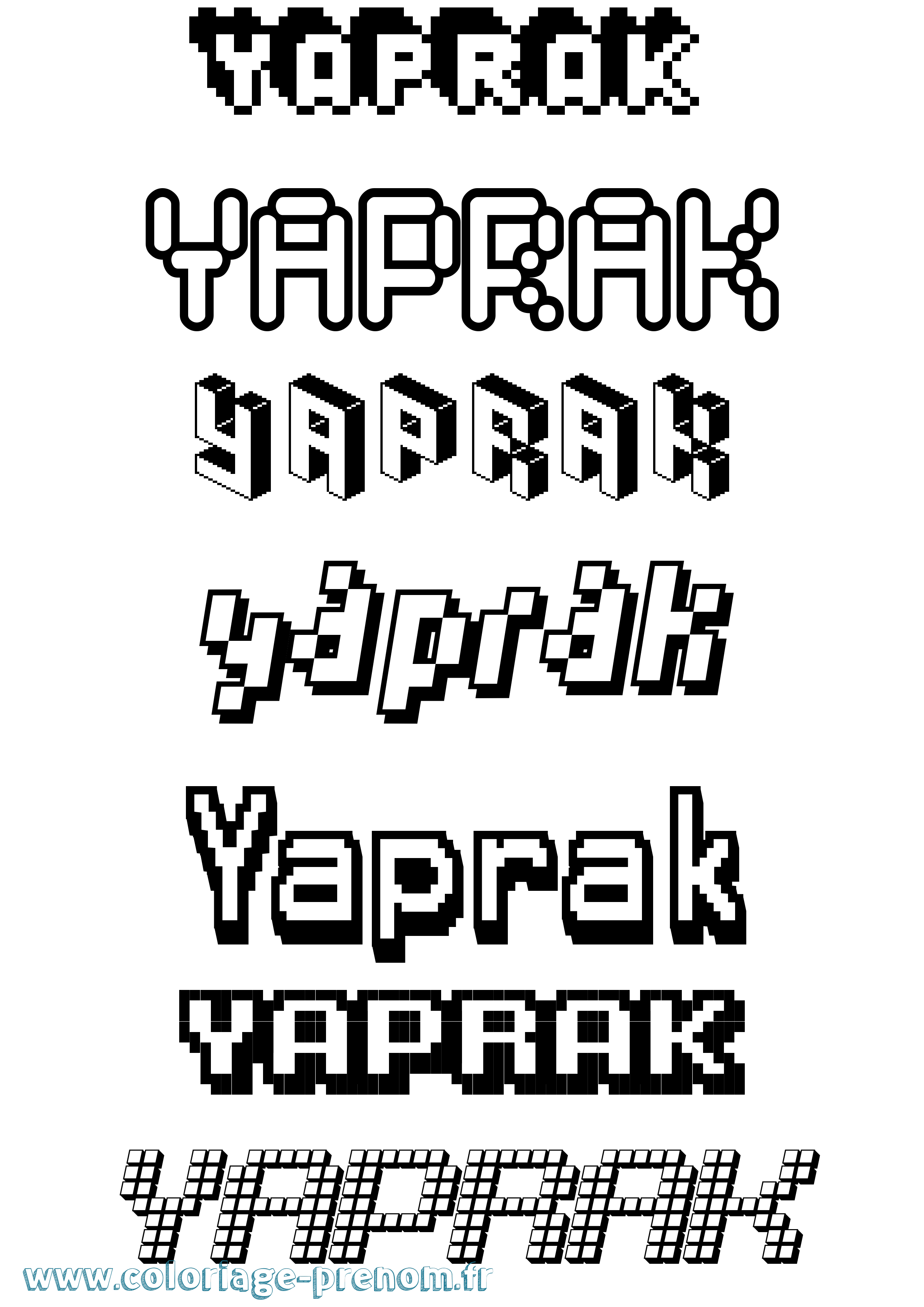 Coloriage Yaprak Pixel Coloriage prénom Yaprak Pixel