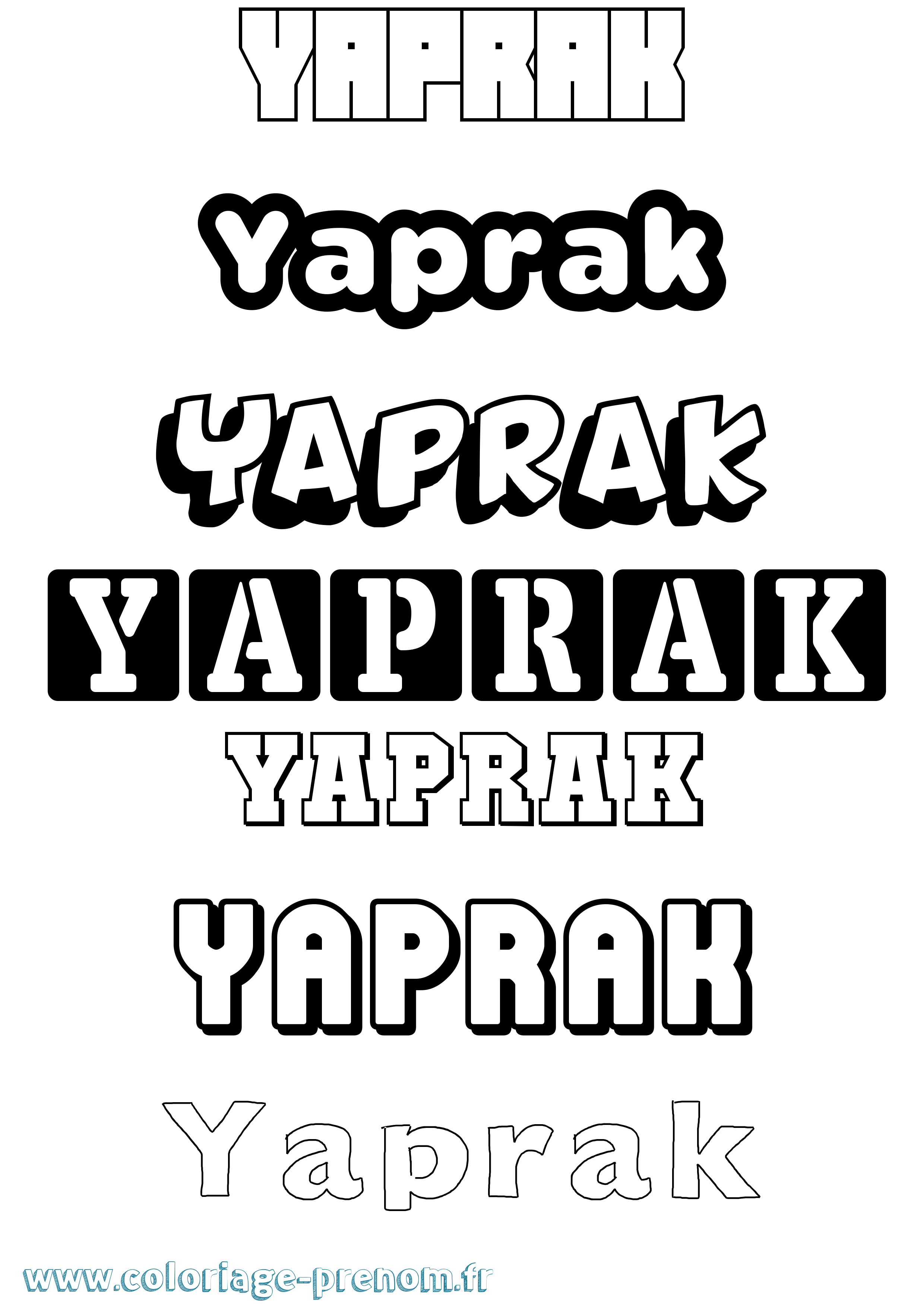 Coloriage Yaprak Simple Coloriage prénom Yaprak Simple