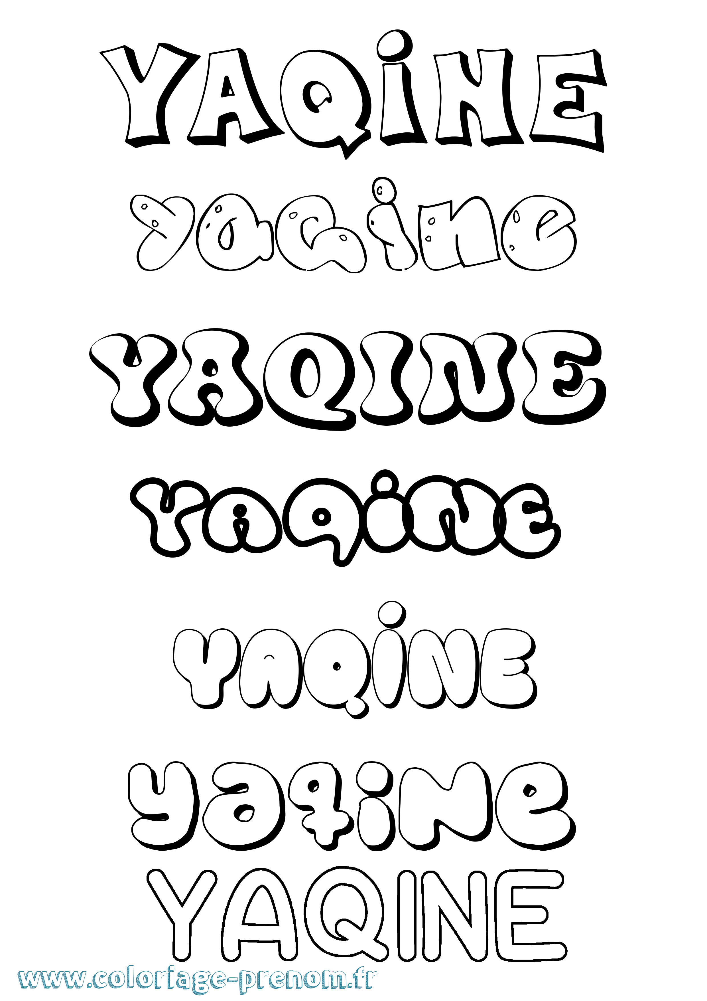 Coloriage Yaqine Bubble Coloriage prénom Yaqine Bubble