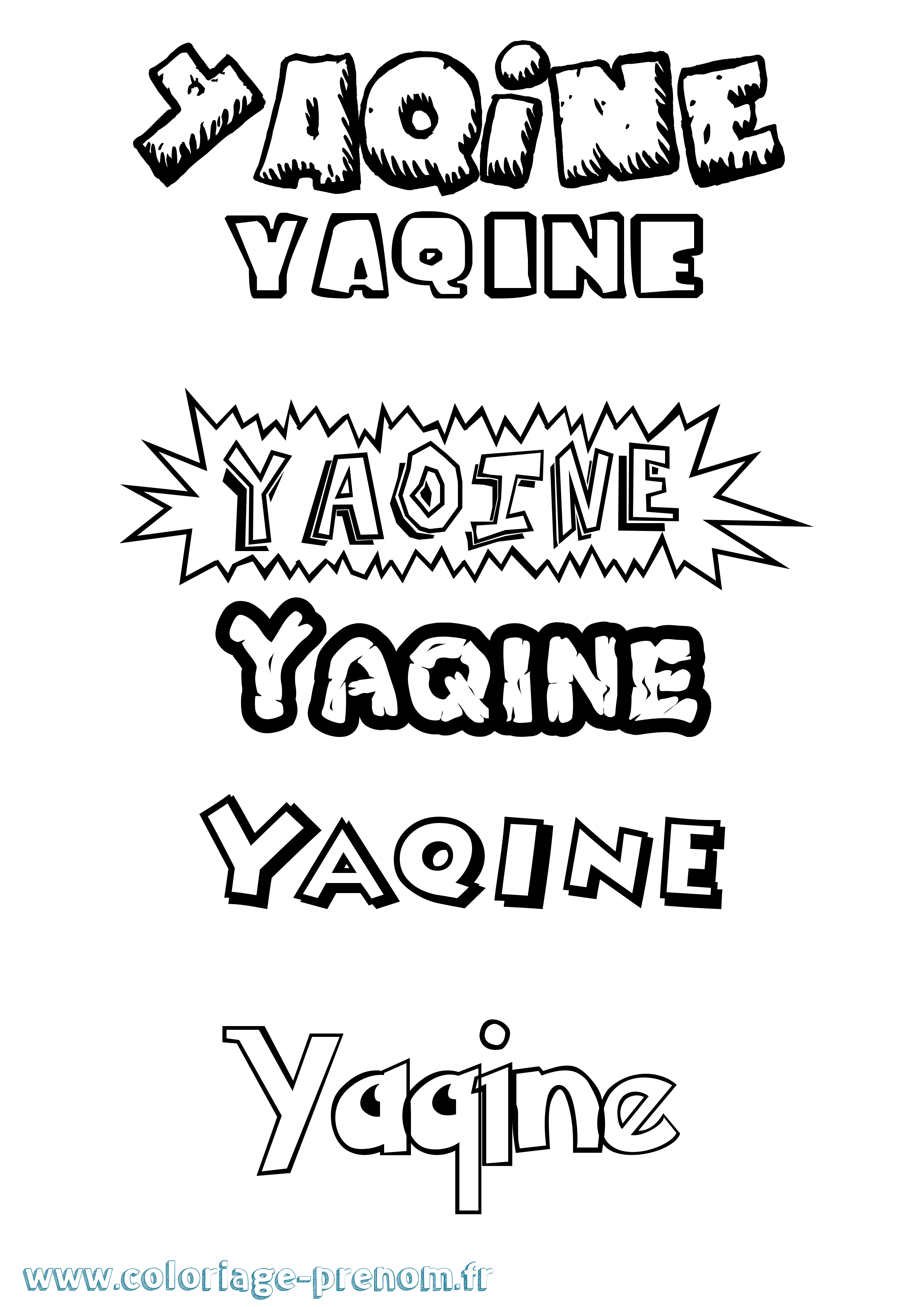 Coloriage Yaqine Dessin Animé Coloriage prénom Yaqine Dessin Animé