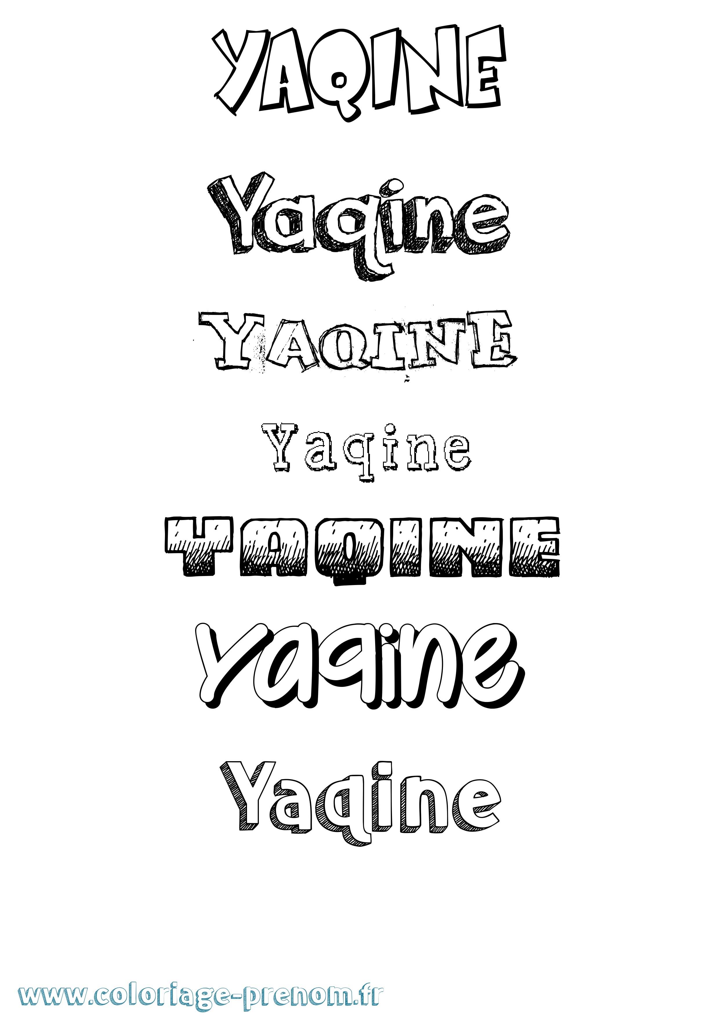 Coloriage Yaqine Dessiné Coloriage prénom Yaqine Dessiné