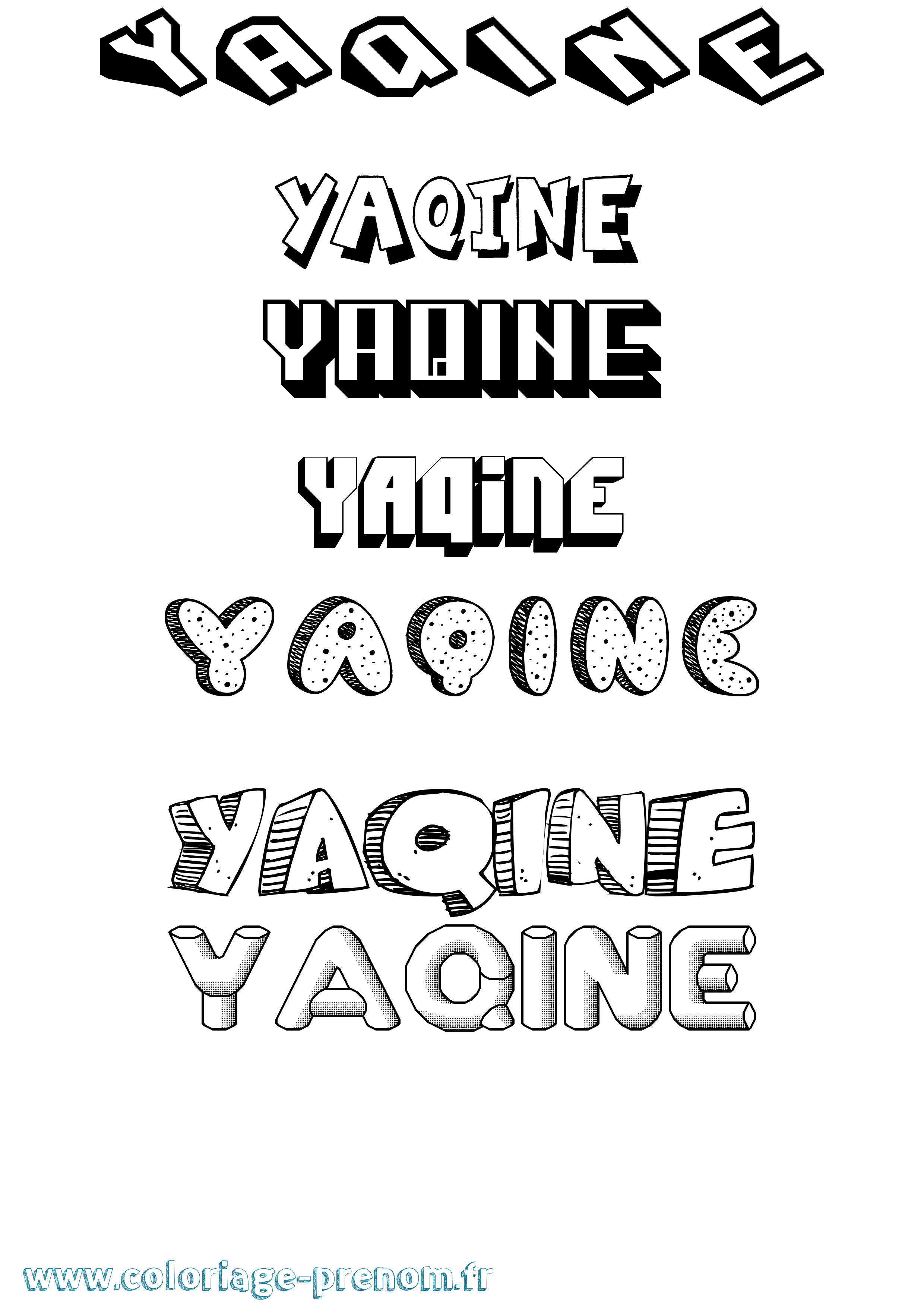 Coloriage Yaqine Effet 3D Coloriage prénom Yaqine Effet 3D