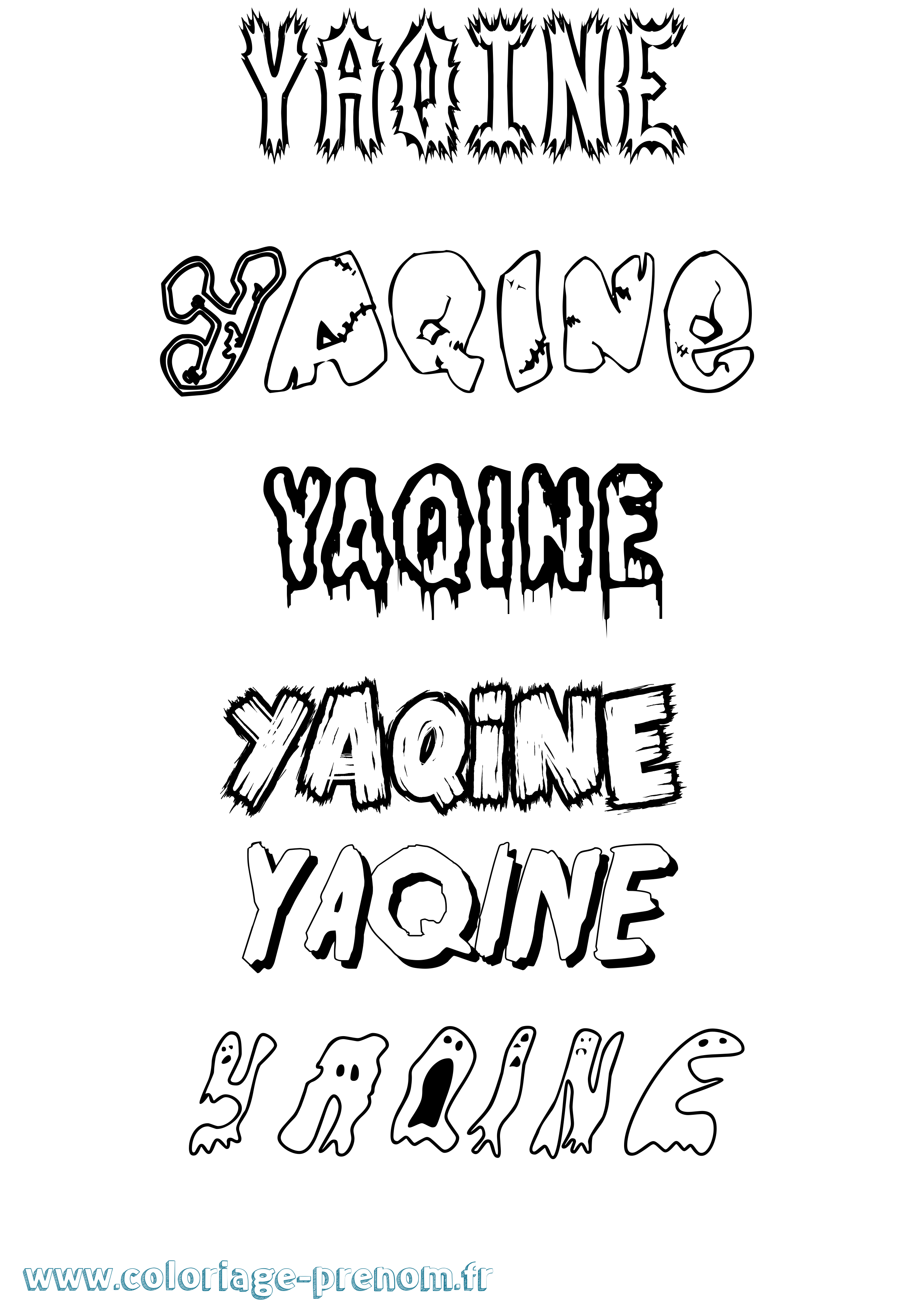 Coloriage Yaqine Frisson Coloriage prénom Yaqine Frisson