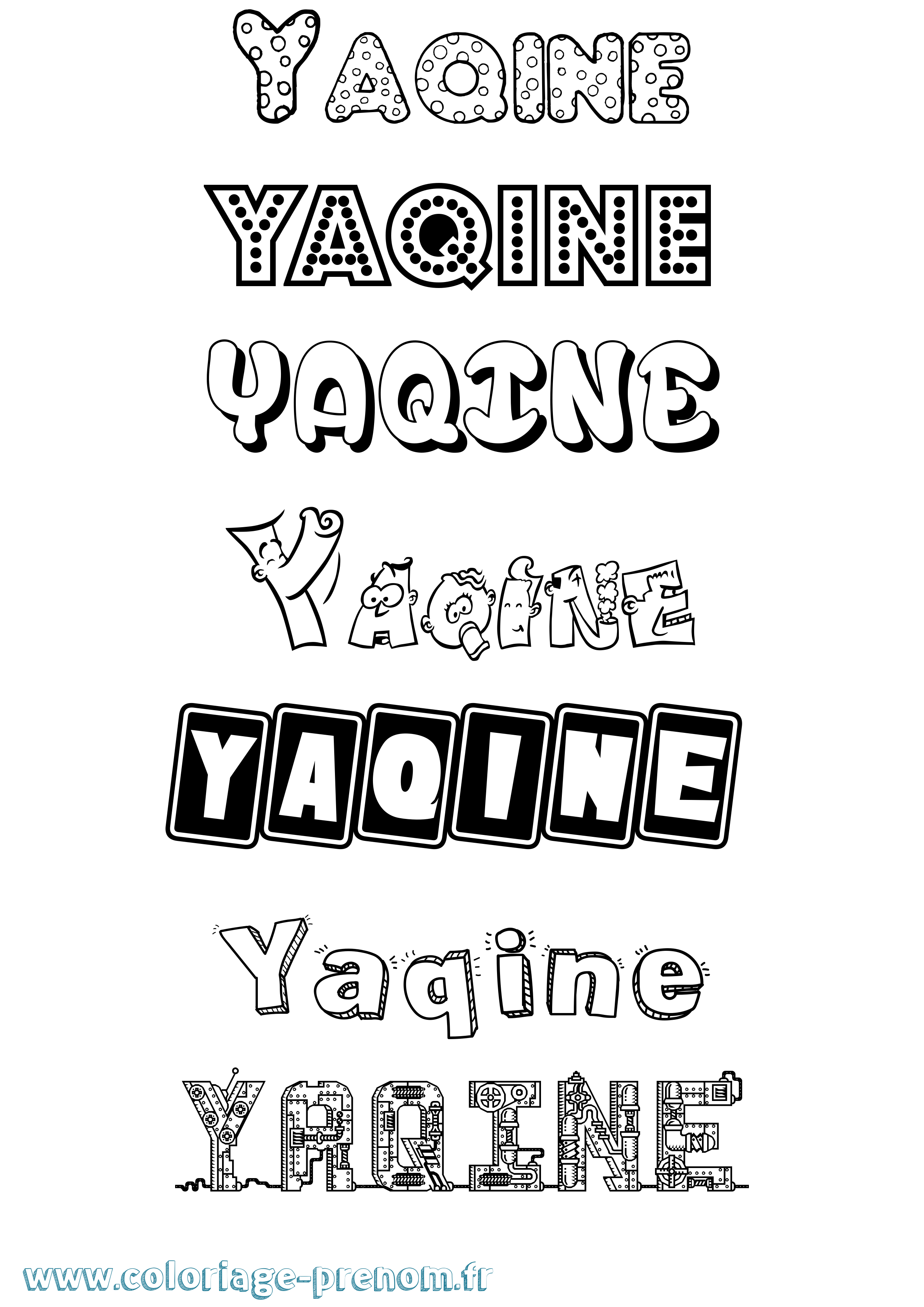 Coloriage Yaqine Fun Coloriage prénom Yaqine Fun