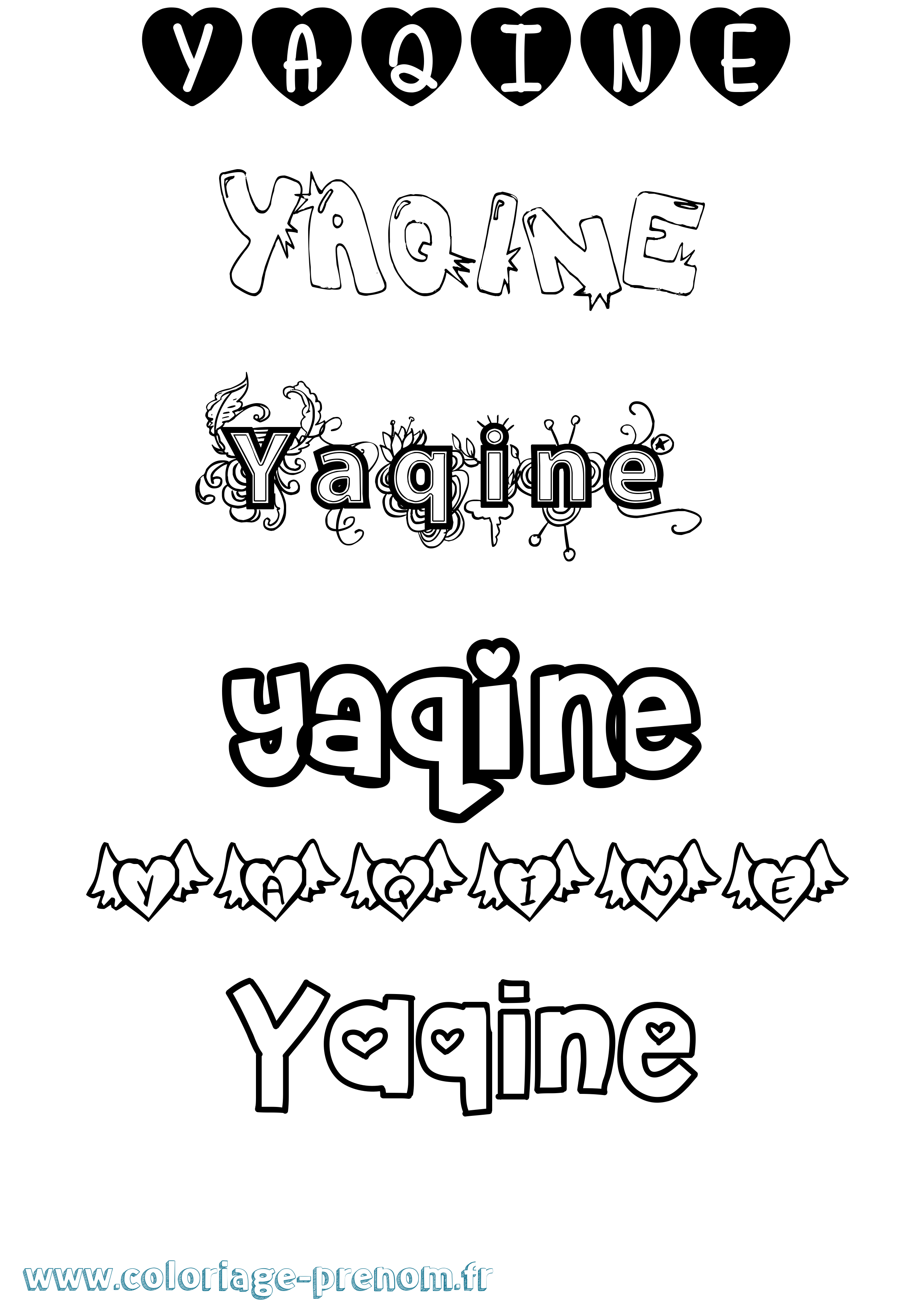 Coloriage Yaqine Girly Coloriage prénom Yaqine Girly