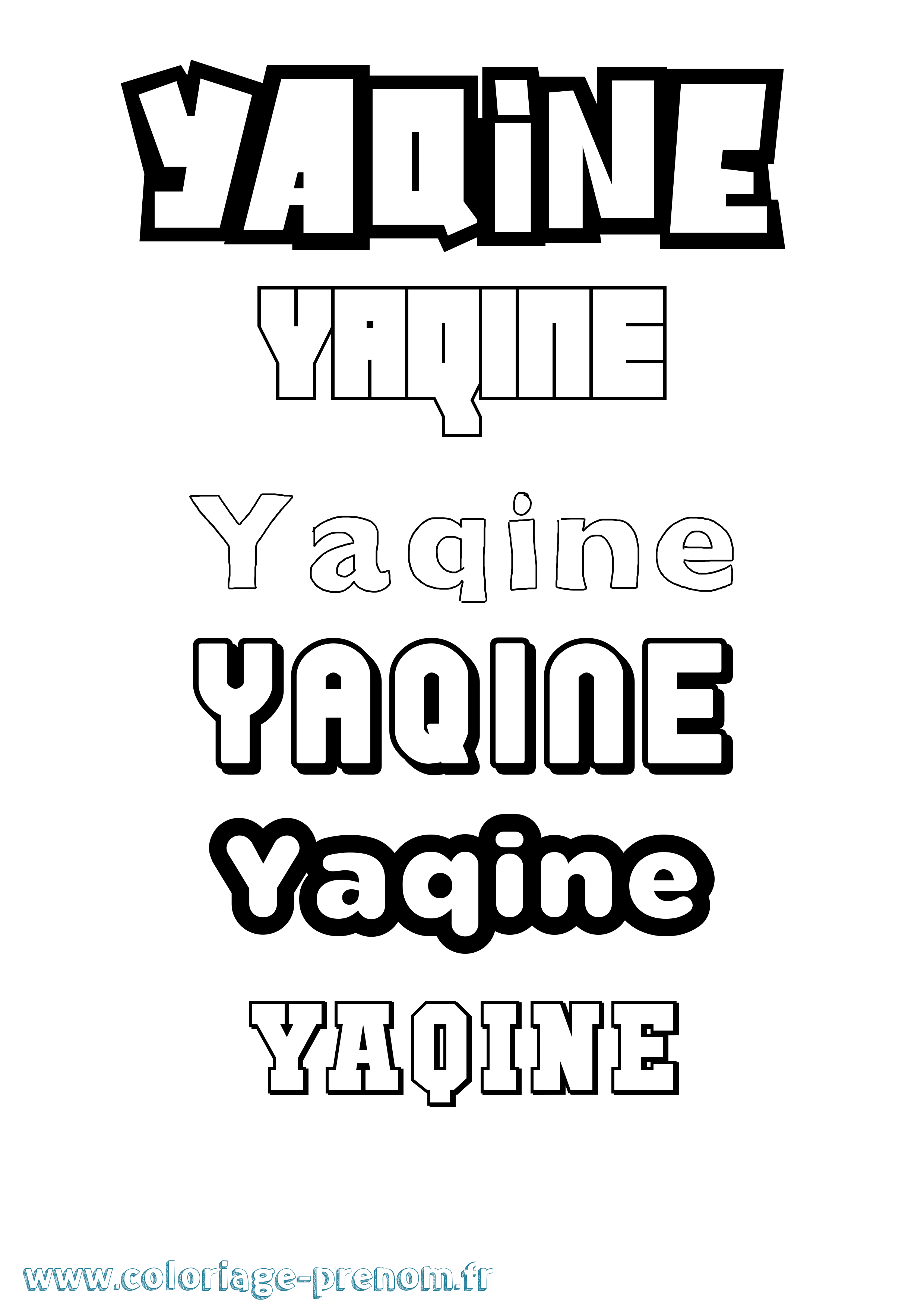 Coloriage Yaqine Simple Coloriage prénom Yaqine Simple