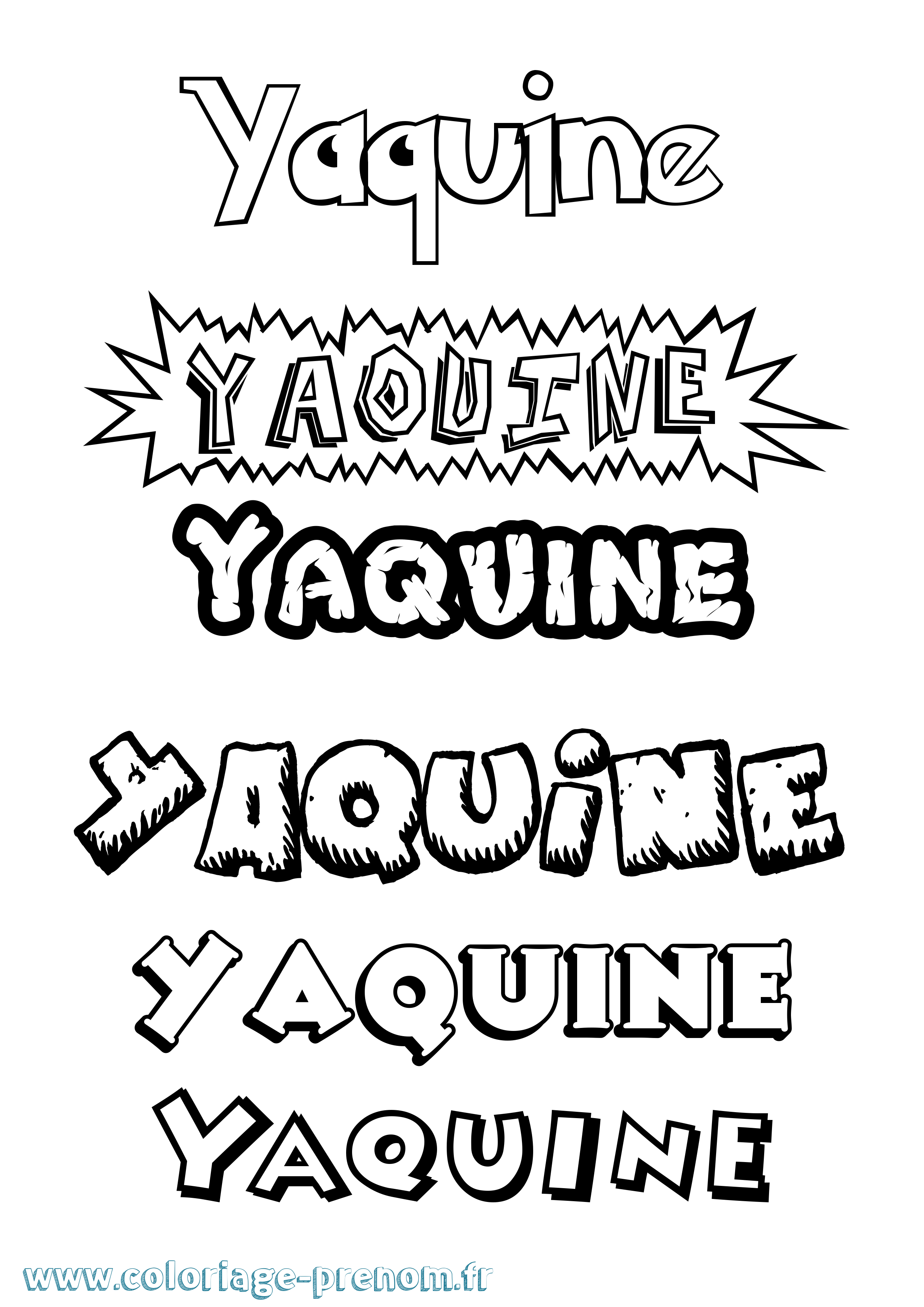 Coloriage Yaquine Dessin Animé Coloriage prénom Yaquine Dessin Animé