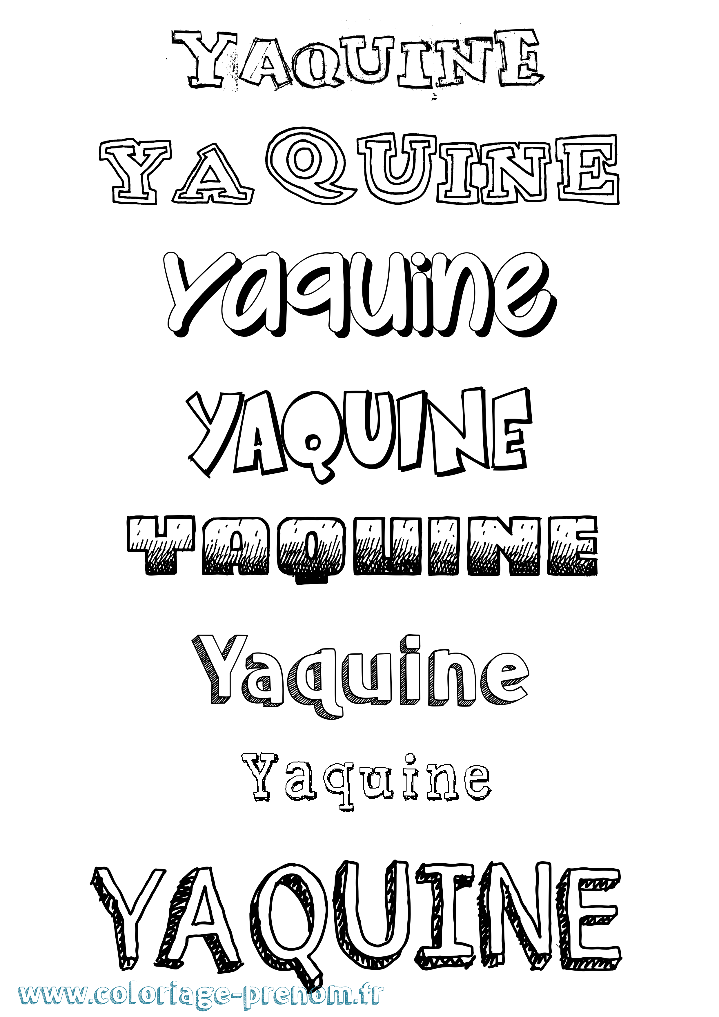 Coloriage Yaquine Dessiné Coloriage prénom Yaquine Dessiné