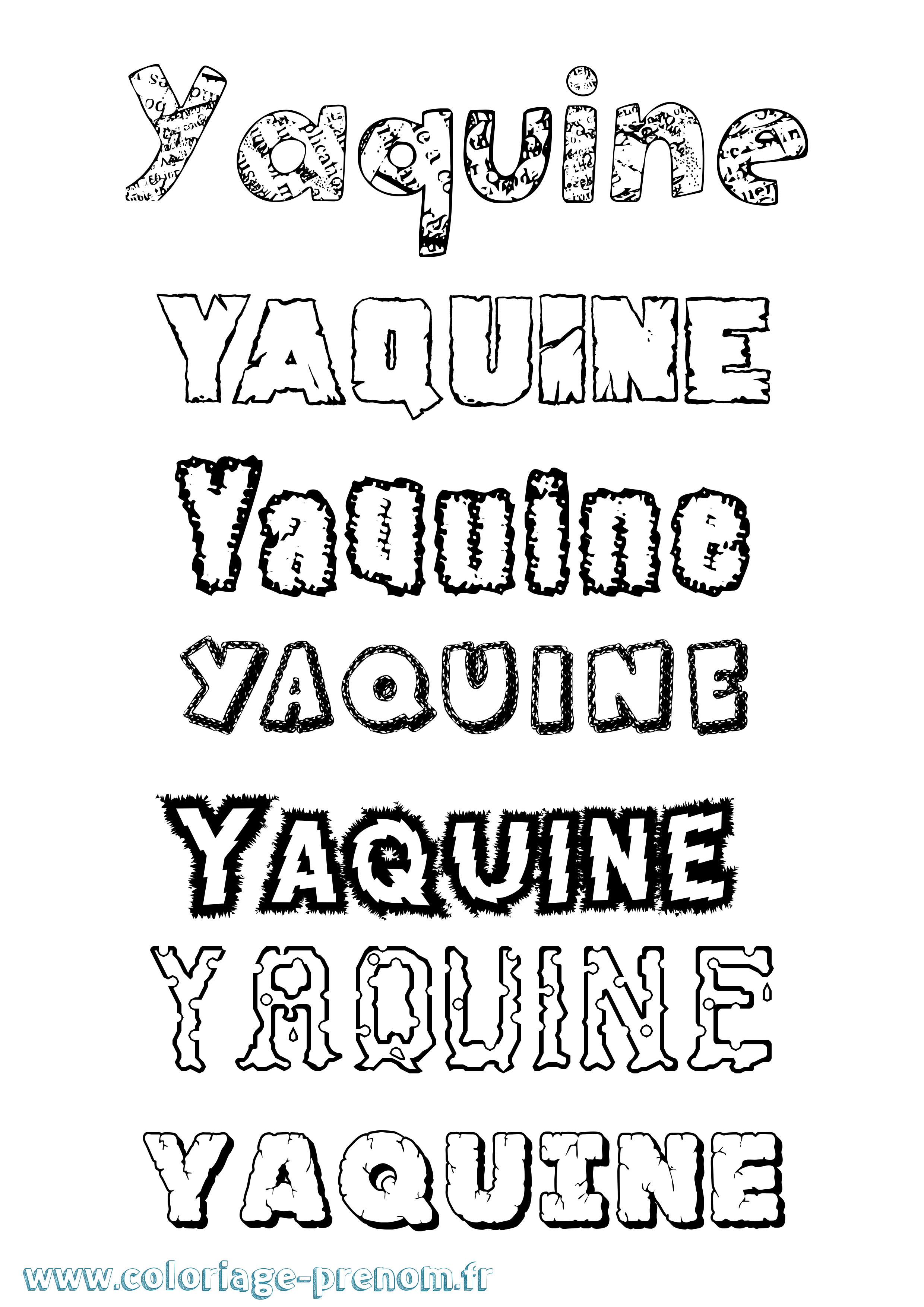Coloriage Yaquine Destructuré Coloriage prénom Yaquine Destructuré