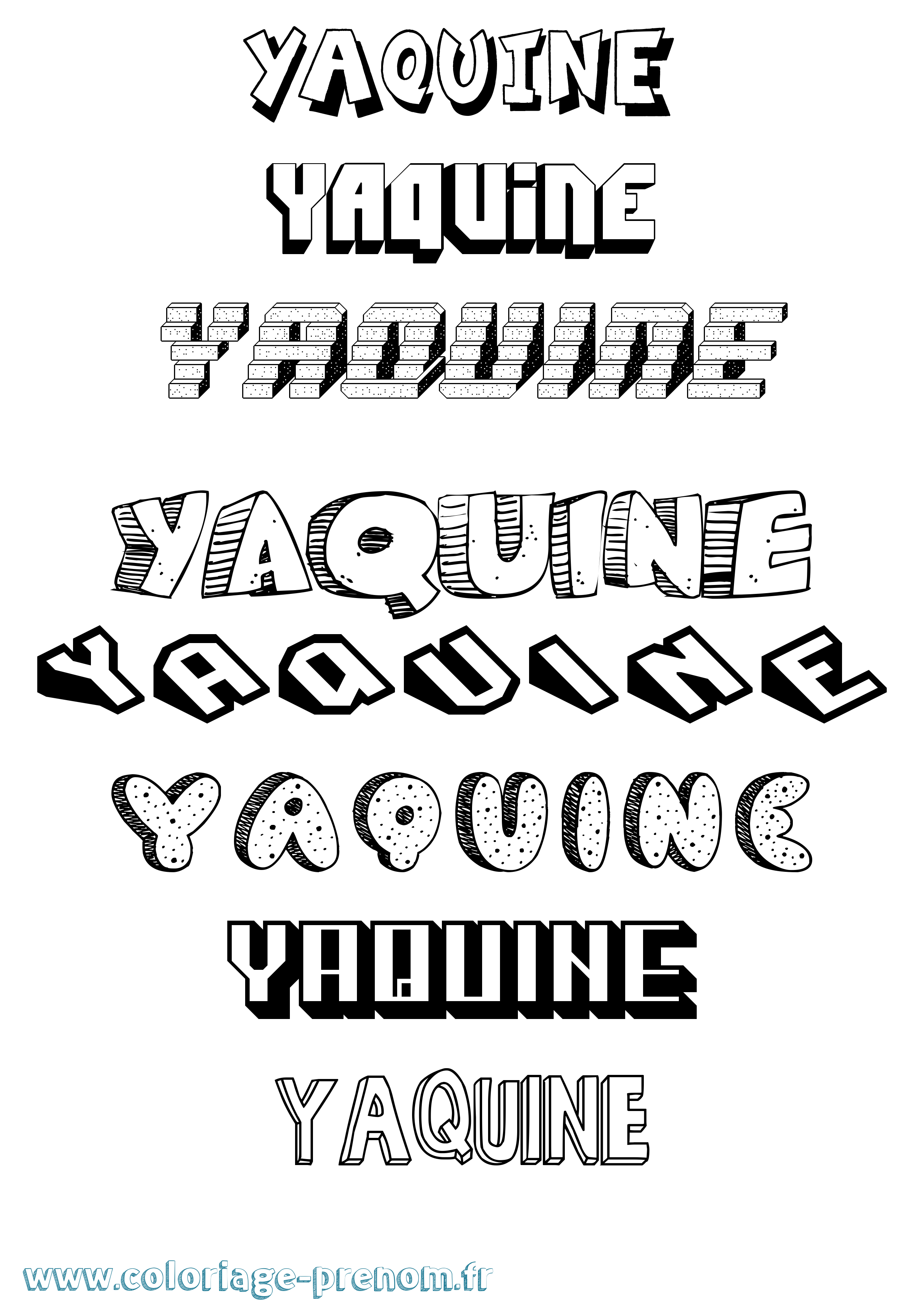 Coloriage Yaquine Effet 3D Coloriage prénom Yaquine Effet 3D