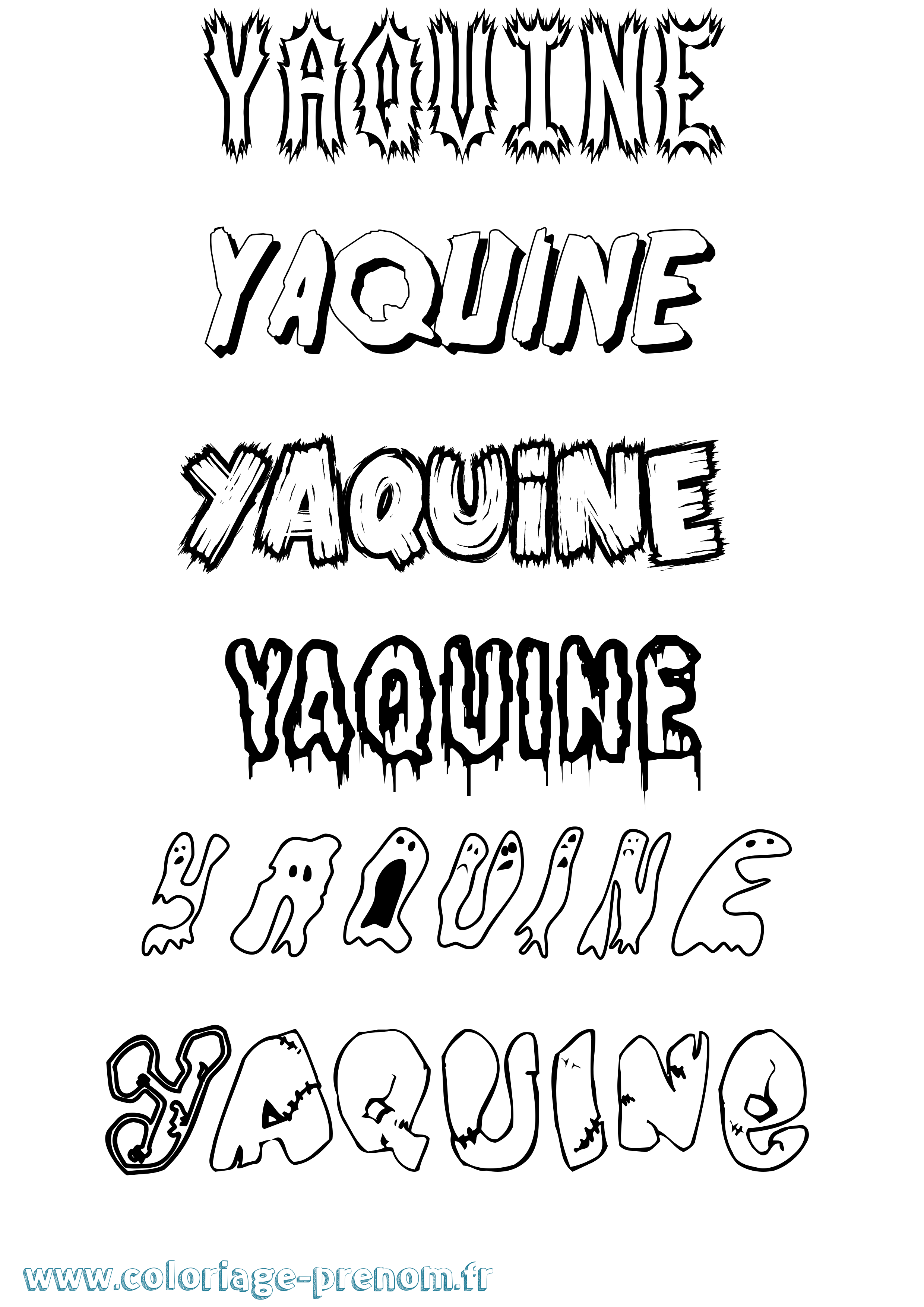 Coloriage Yaquine Frisson Coloriage prénom Yaquine Frisson