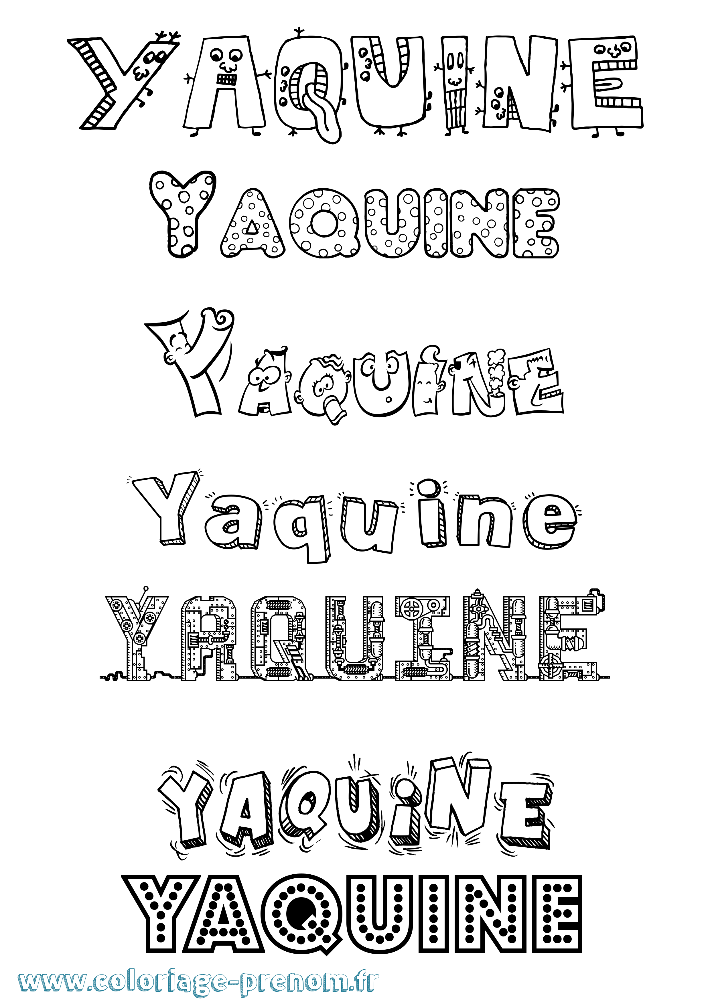 Coloriage Yaquine Fun Coloriage prénom Yaquine Fun