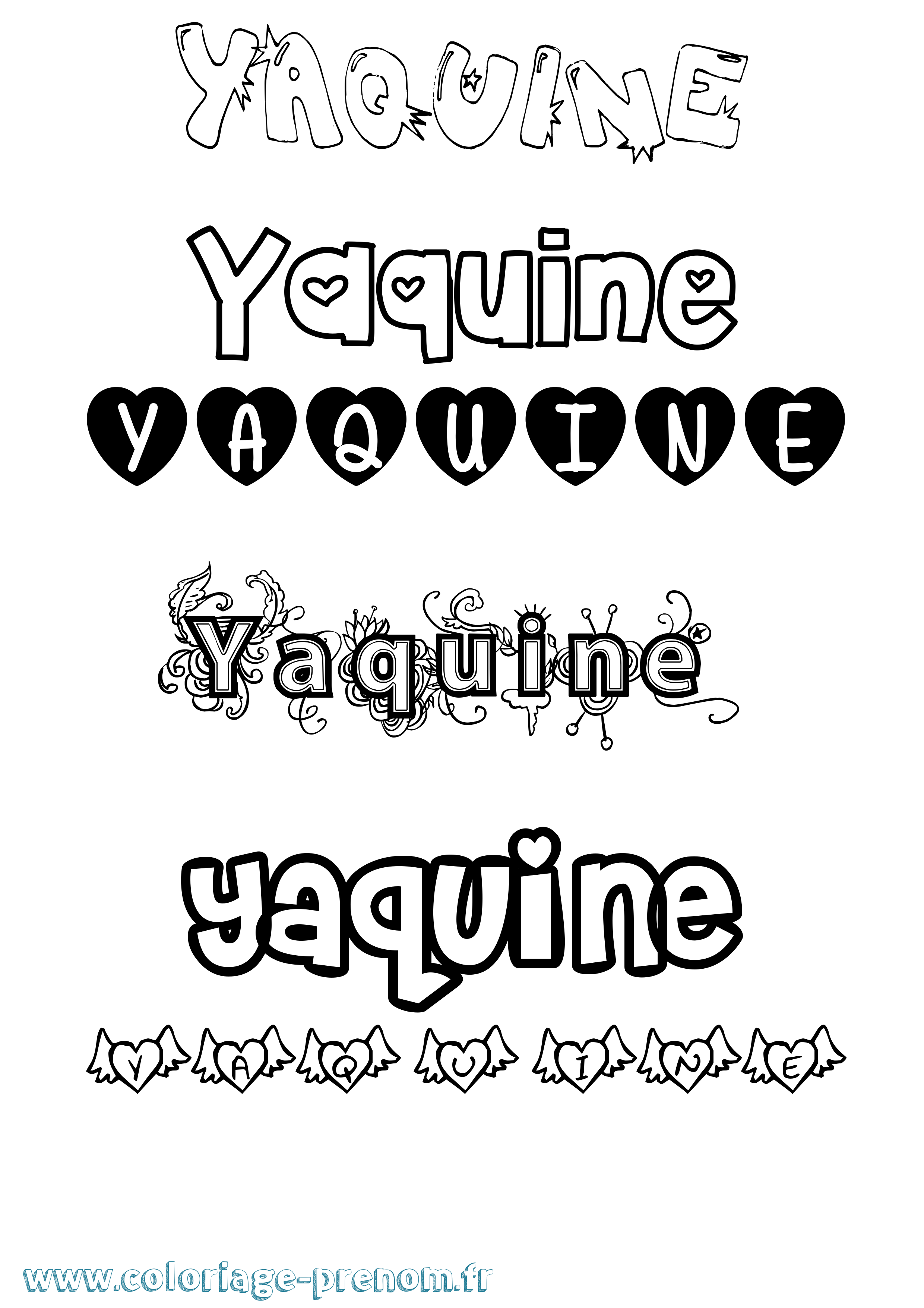 Coloriage Yaquine Girly Coloriage prénom Yaquine Girly