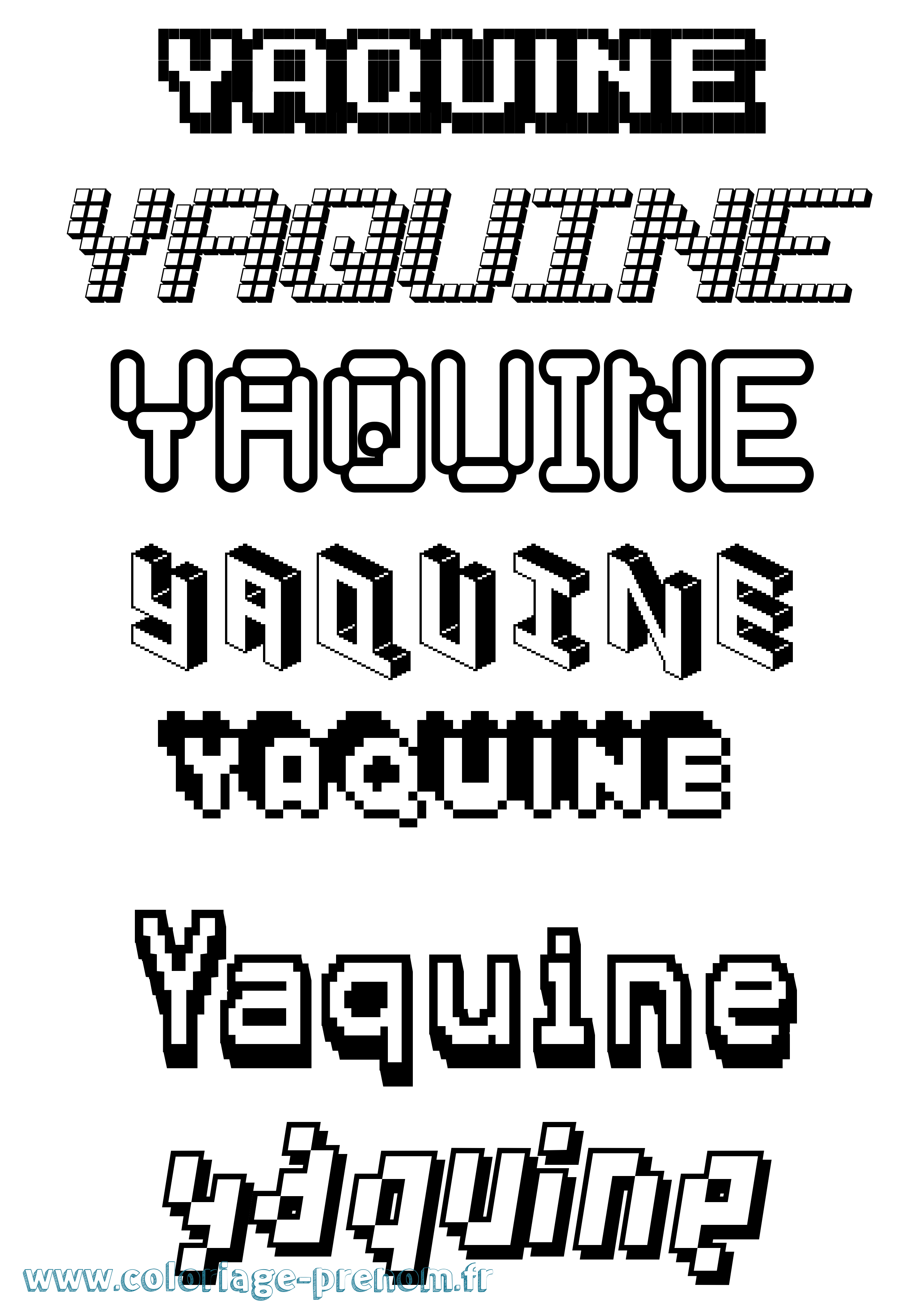 Coloriage Yaquine Pixel Coloriage prénom Yaquine Pixel