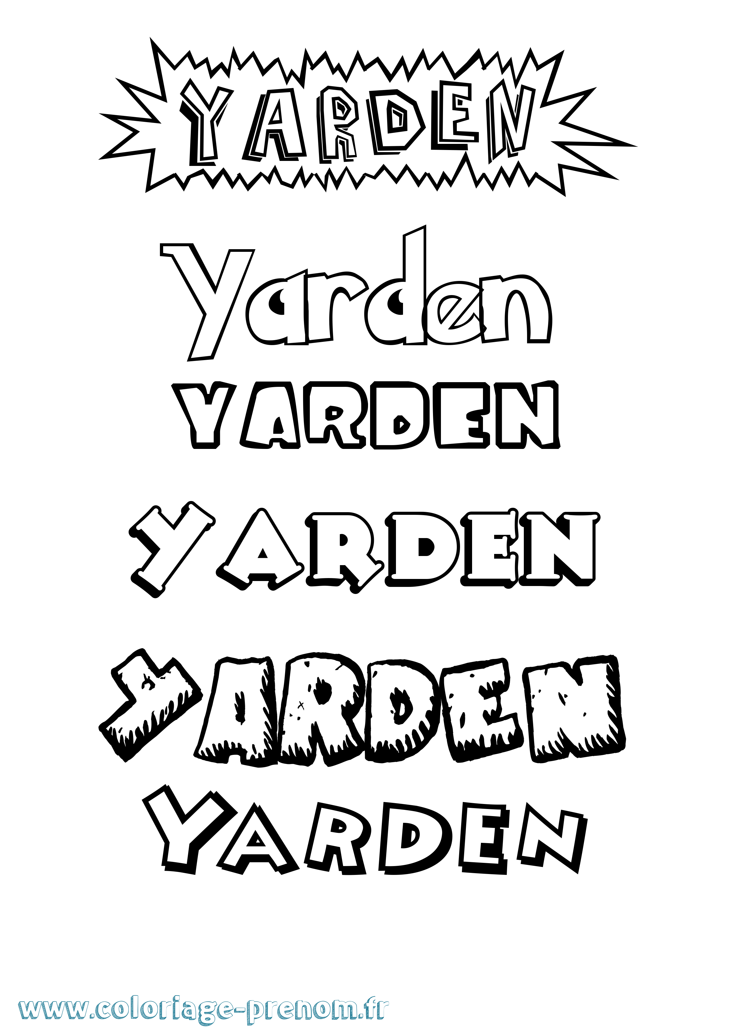 Coloriage Yarden Dessin Animé Coloriage prénom Yarden Dessin Animé