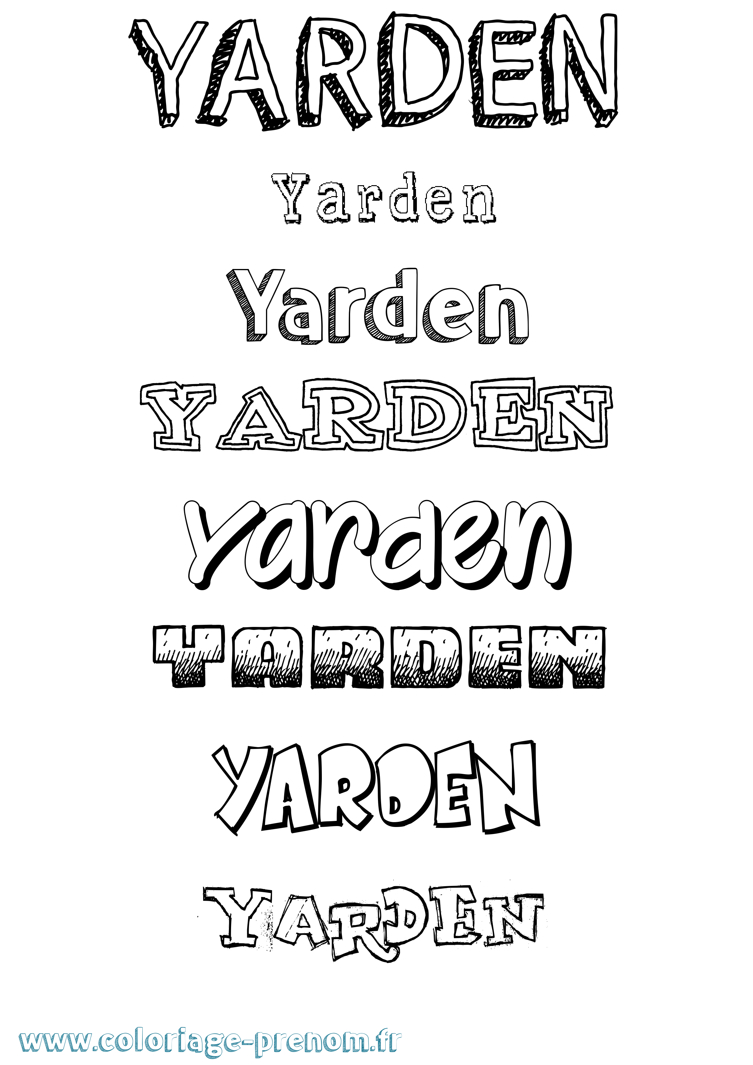 Coloriage Yarden Dessiné Coloriage prénom Yarden Dessiné