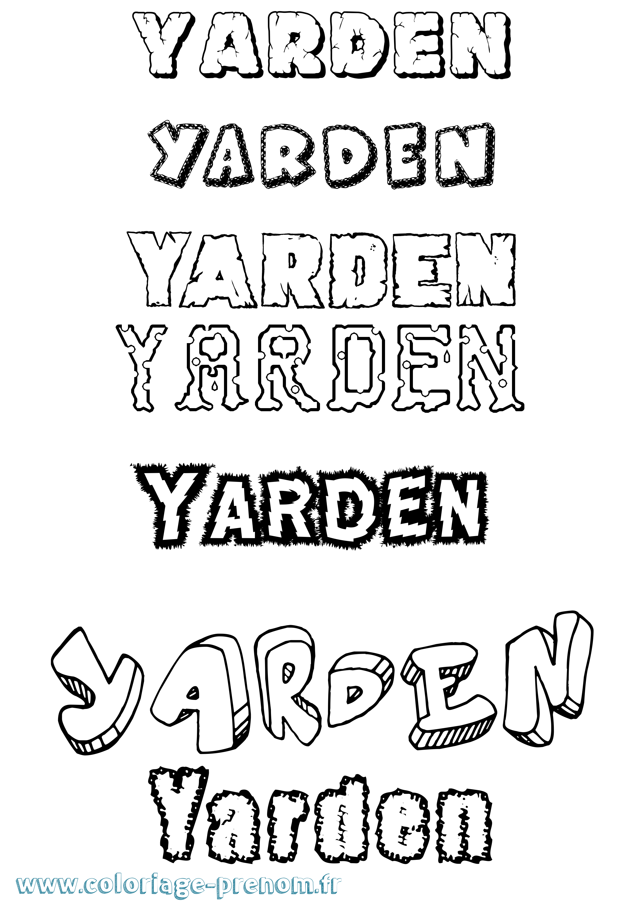 Coloriage Yarden Destructuré Coloriage prénom Yarden Destructuré