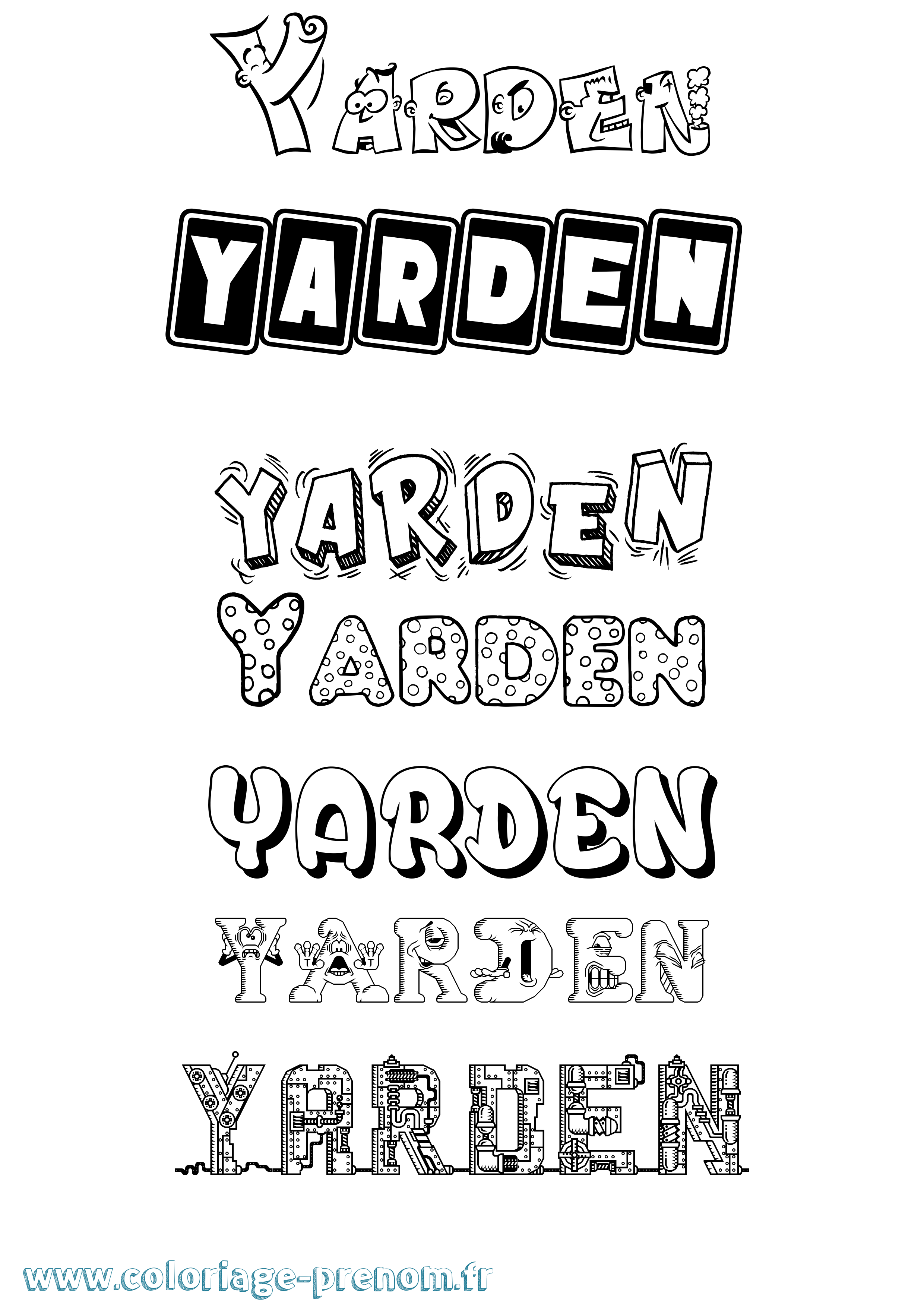 Coloriage Yarden Fun Coloriage prénom Yarden Fun