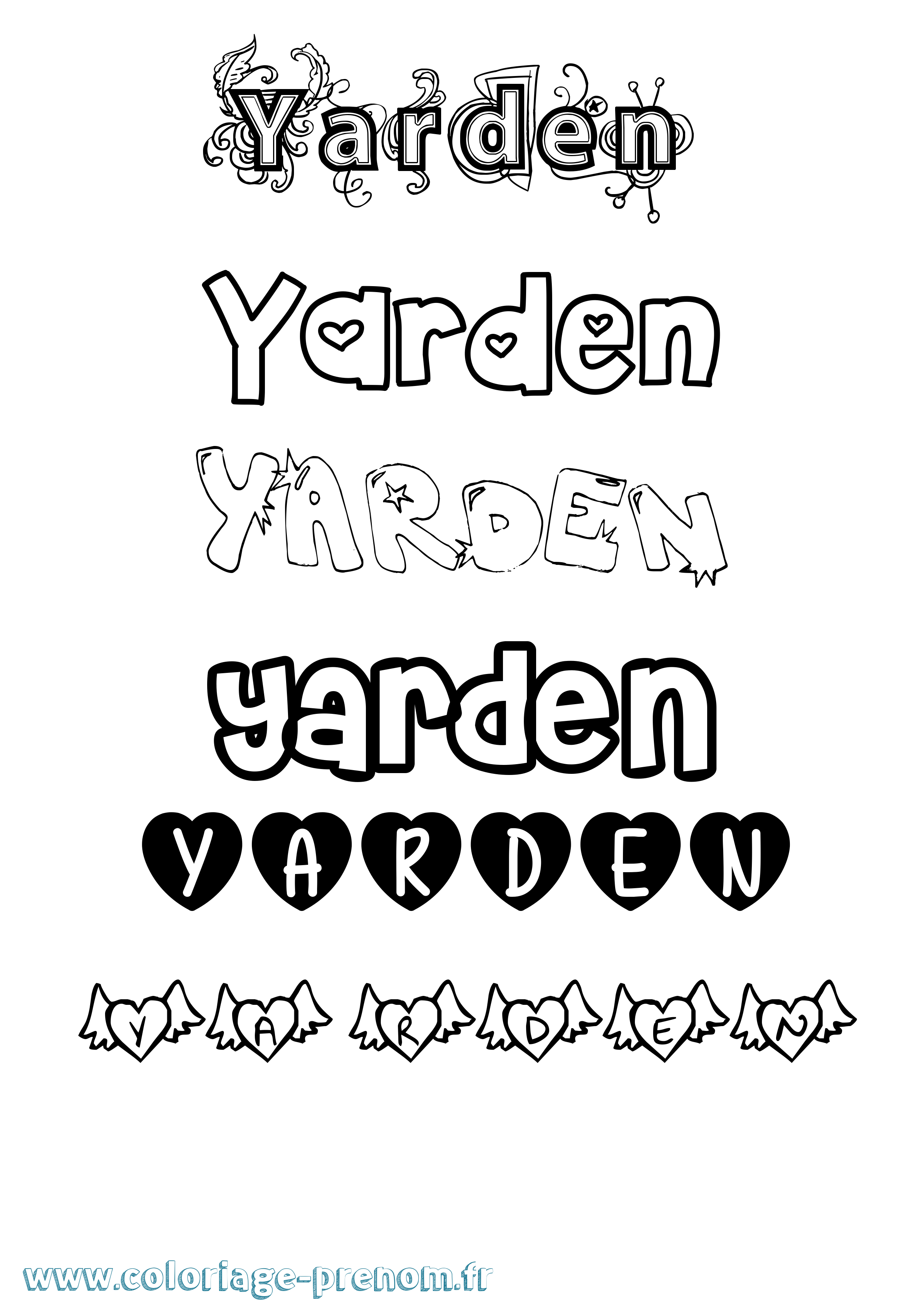 Coloriage Yarden Girly Coloriage prénom Yarden Girly