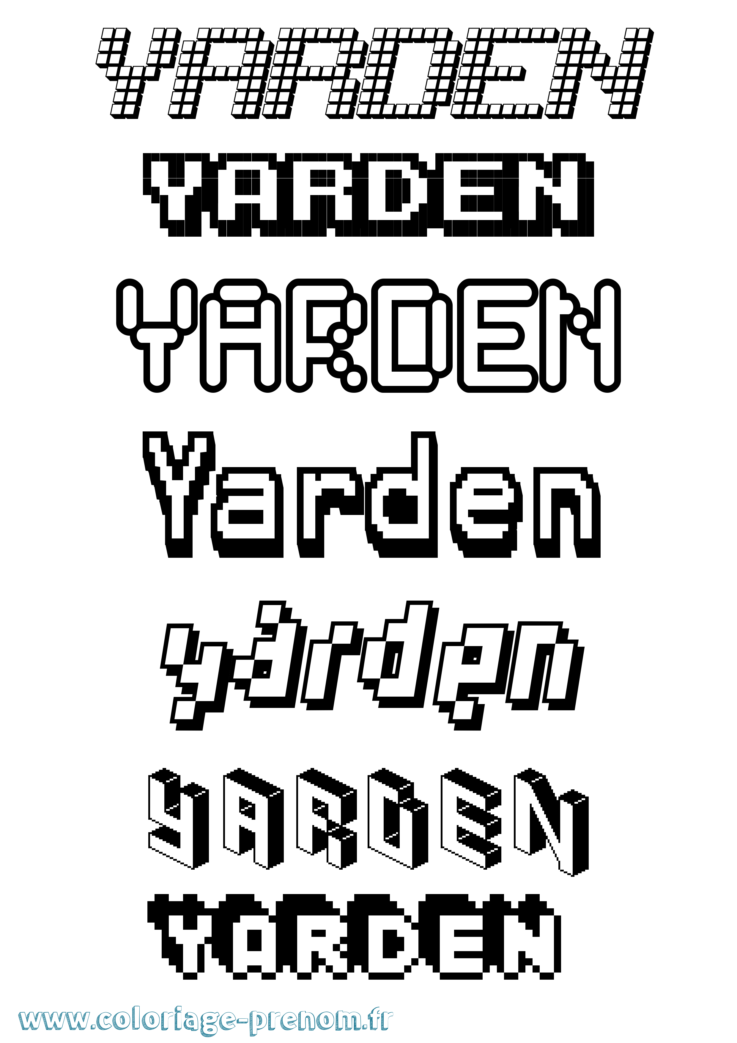 Coloriage Yarden Pixel Coloriage prénom Yarden Pixel