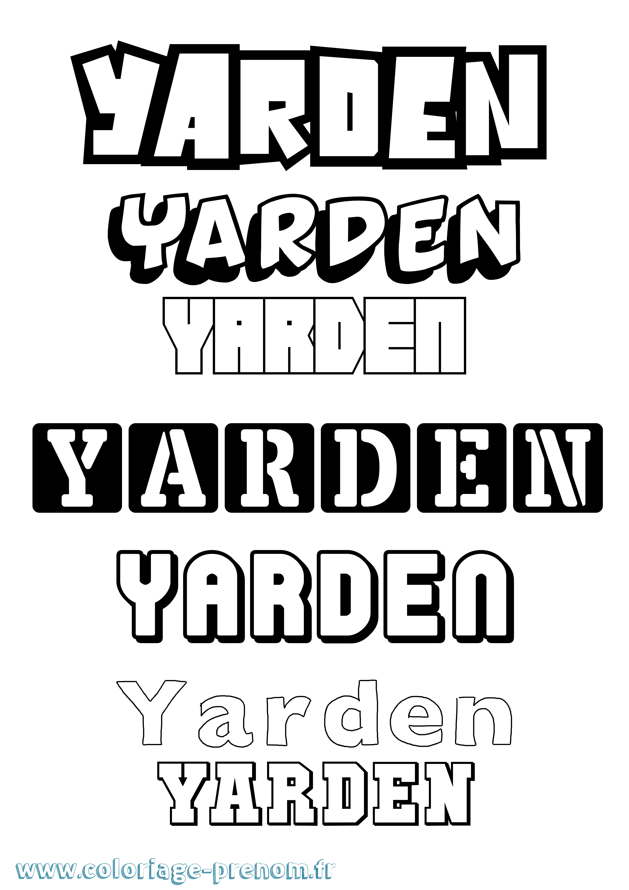 Coloriage Yarden Simple Coloriage prénom Yarden Simple