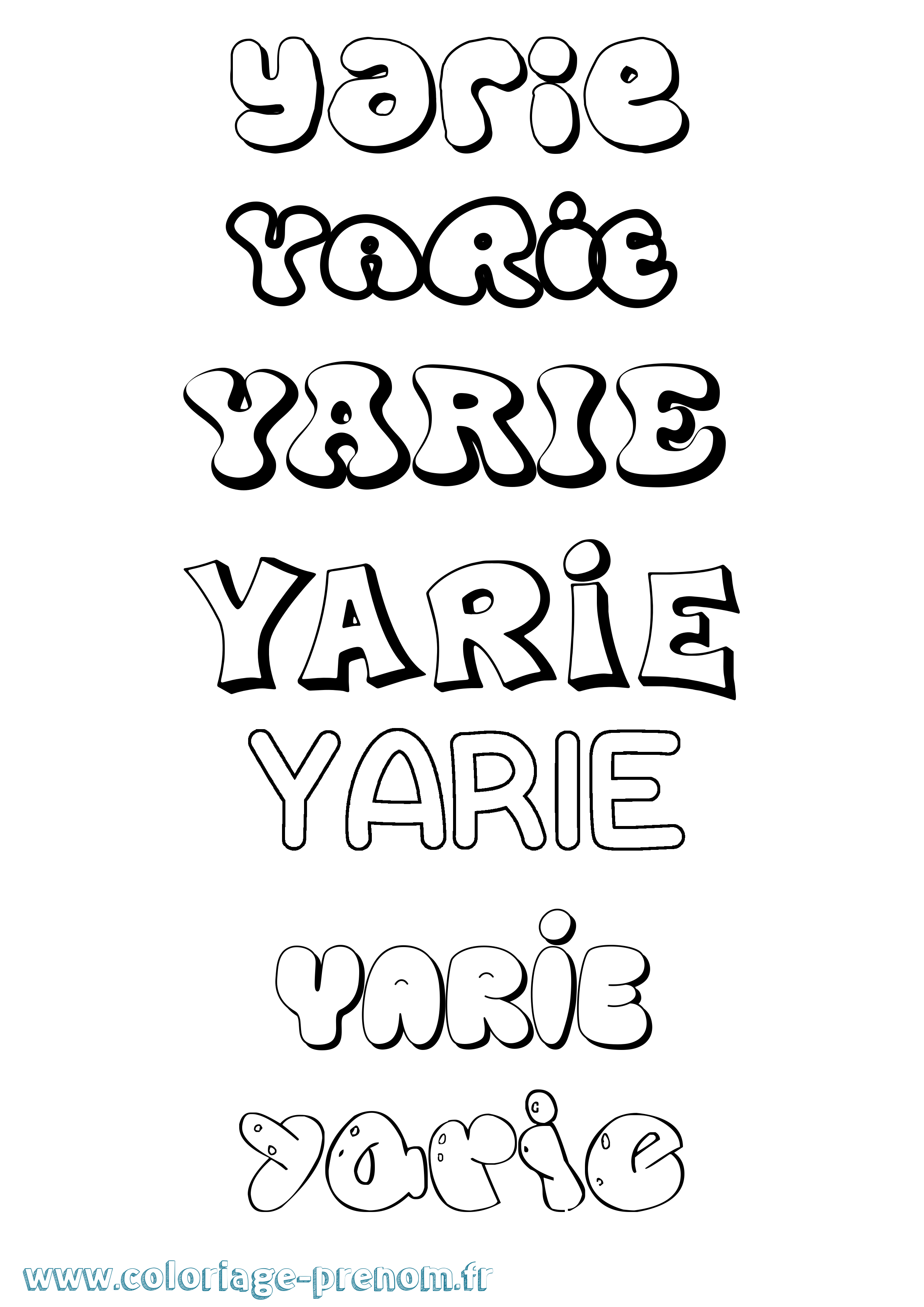 Coloriage Yarie Bubble Coloriage prénom Yarie Bubble
