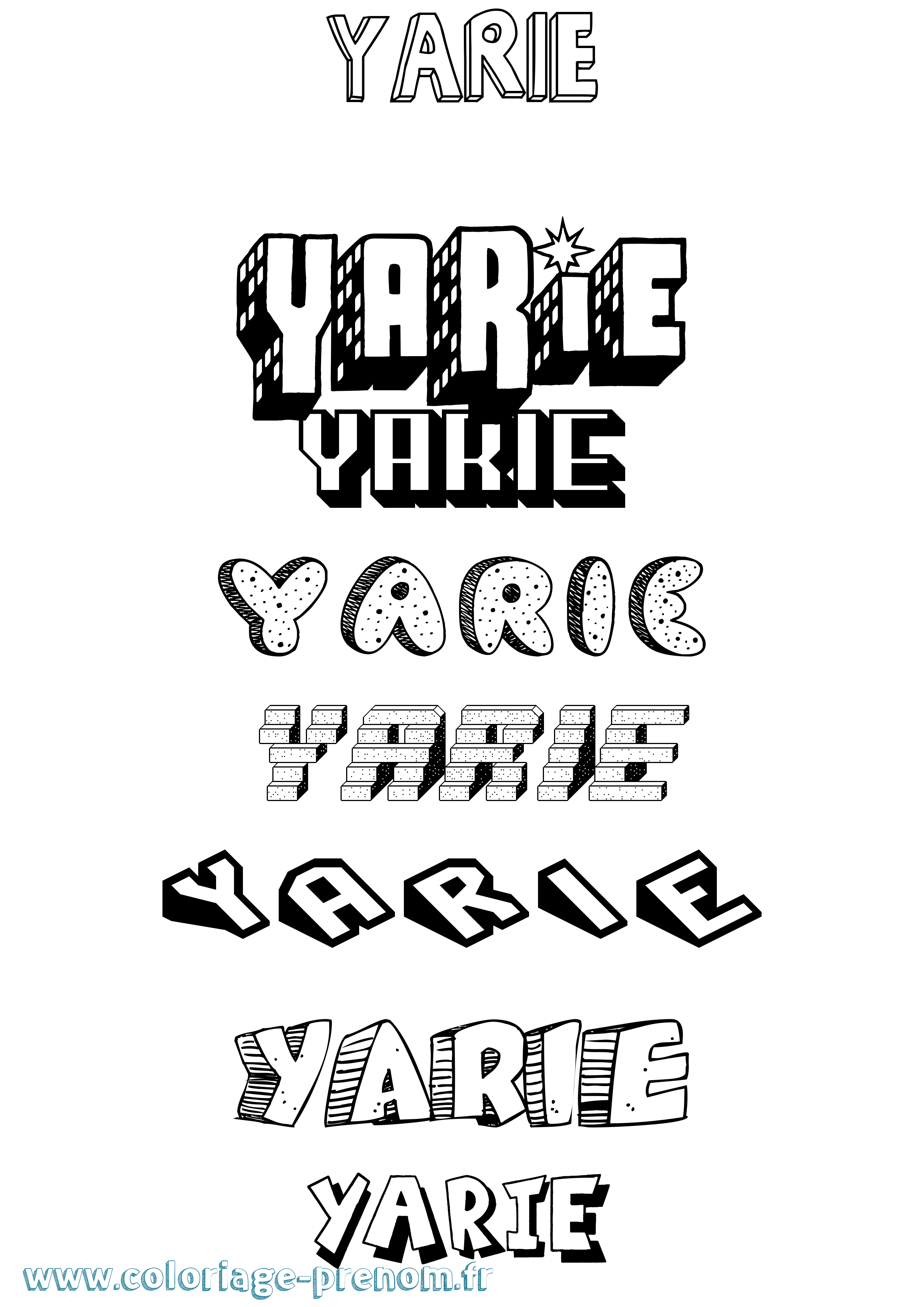 Coloriage Yarie Effet 3D Coloriage prénom Yarie Effet 3D