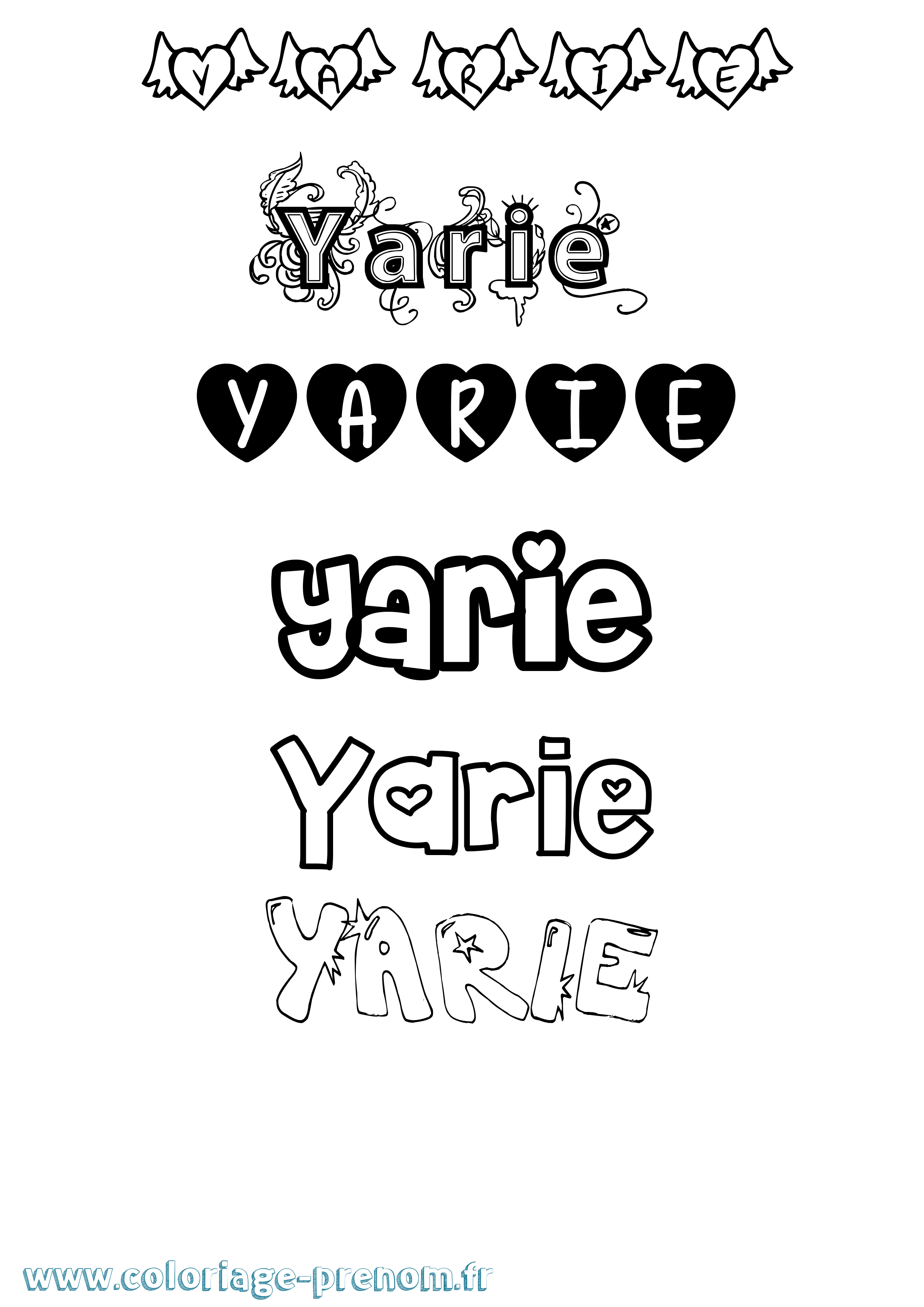 Coloriage Yarie Girly Coloriage prénom Yarie Girly