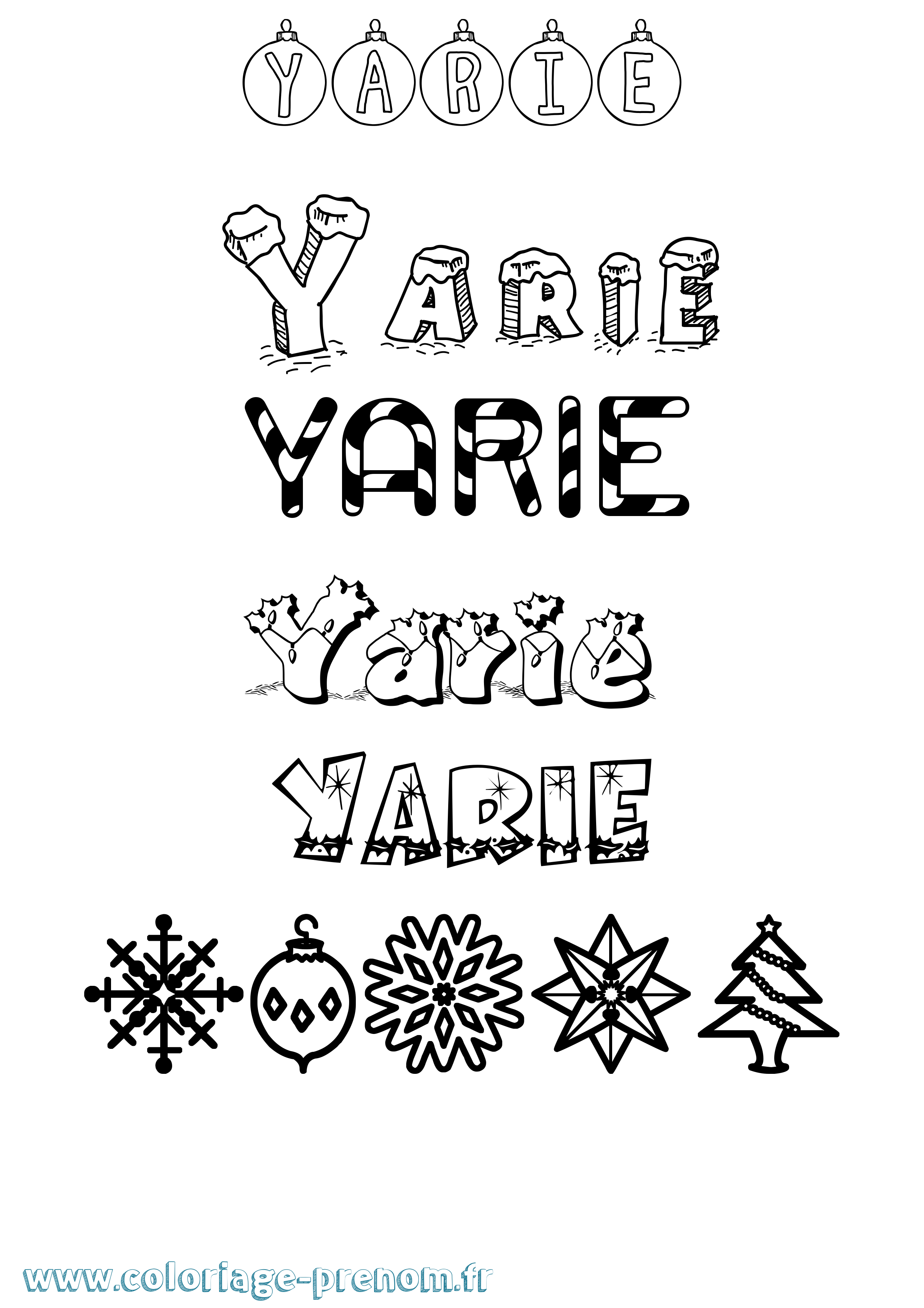 Coloriage Yarie Noël Coloriage prénom Yarie Noël