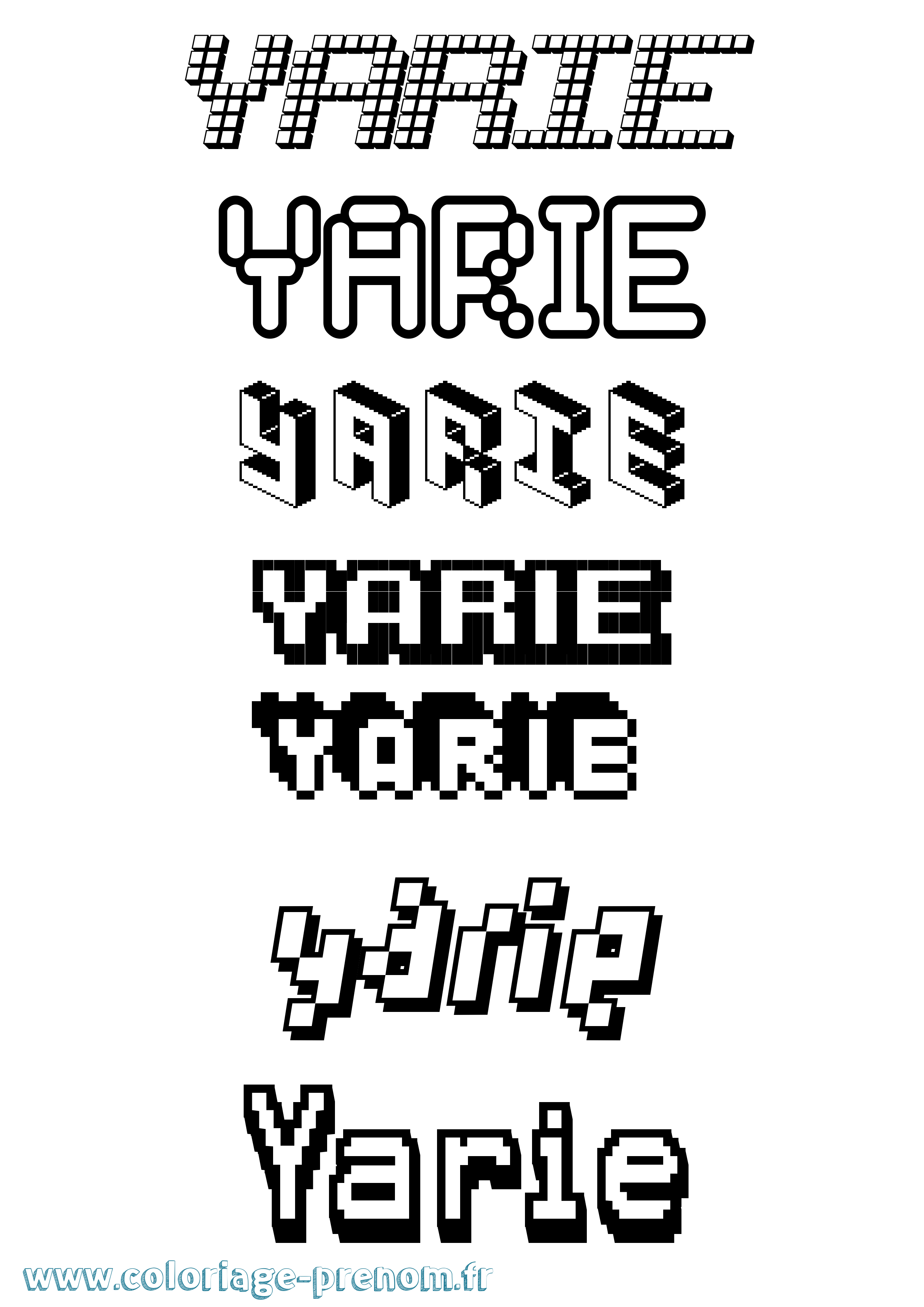 Coloriage Yarie Pixel Coloriage prénom Yarie Pixel
