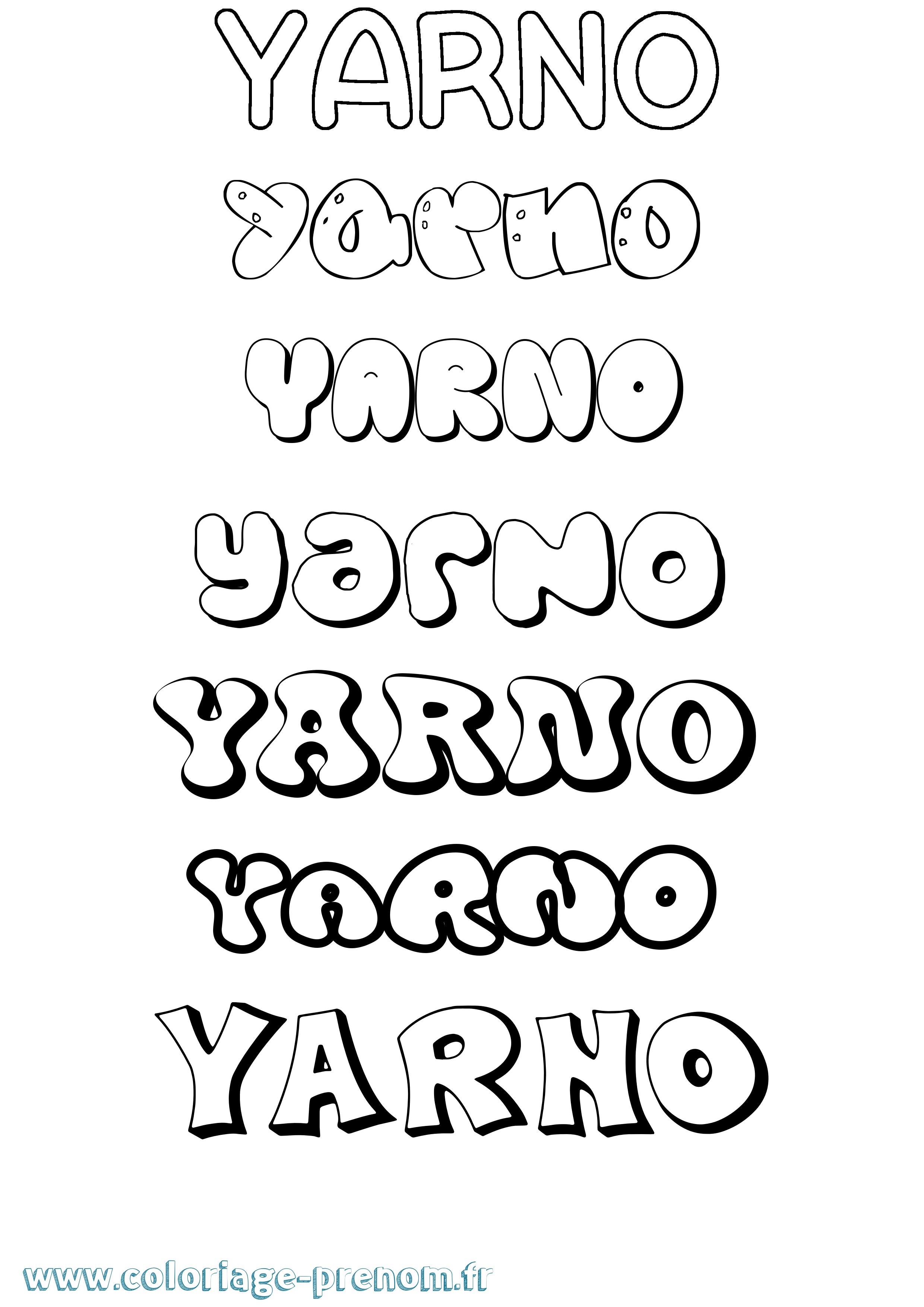 Coloriage Yarno Bubble Coloriage prénom Yarno Bubble