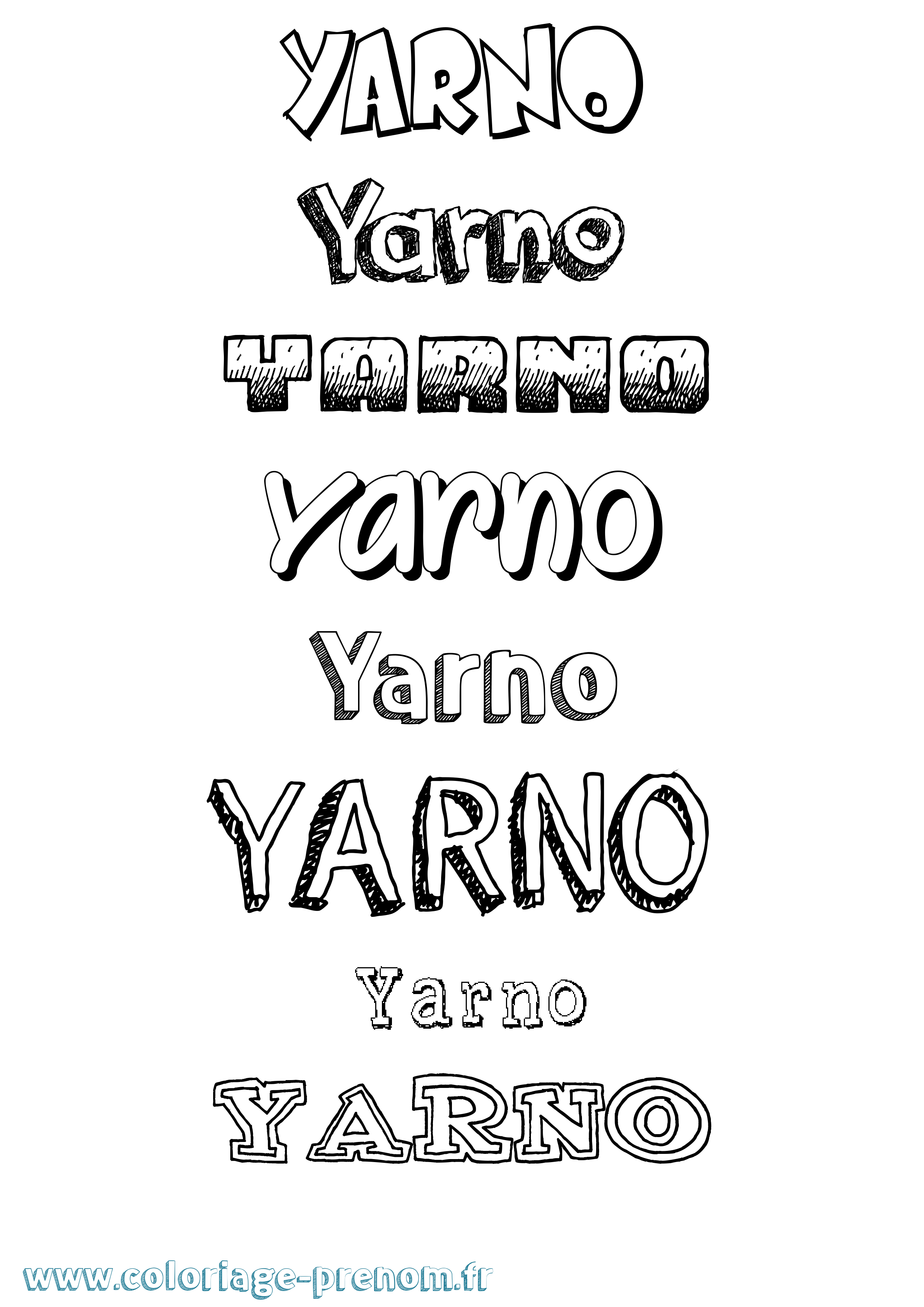 Coloriage Yarno Dessiné Coloriage prénom Yarno Dessiné