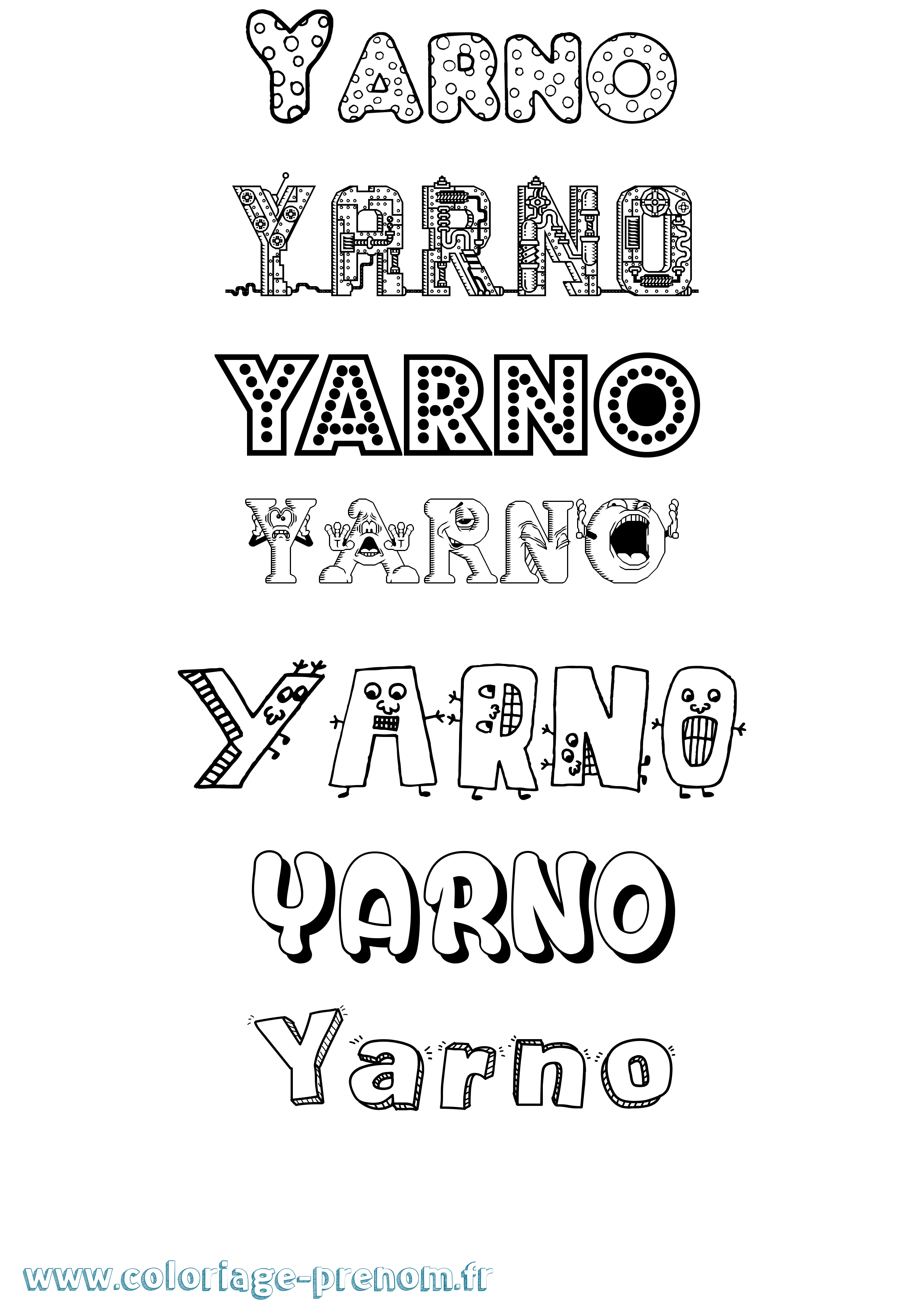 Coloriage Yarno Fun Coloriage prénom Yarno Fun