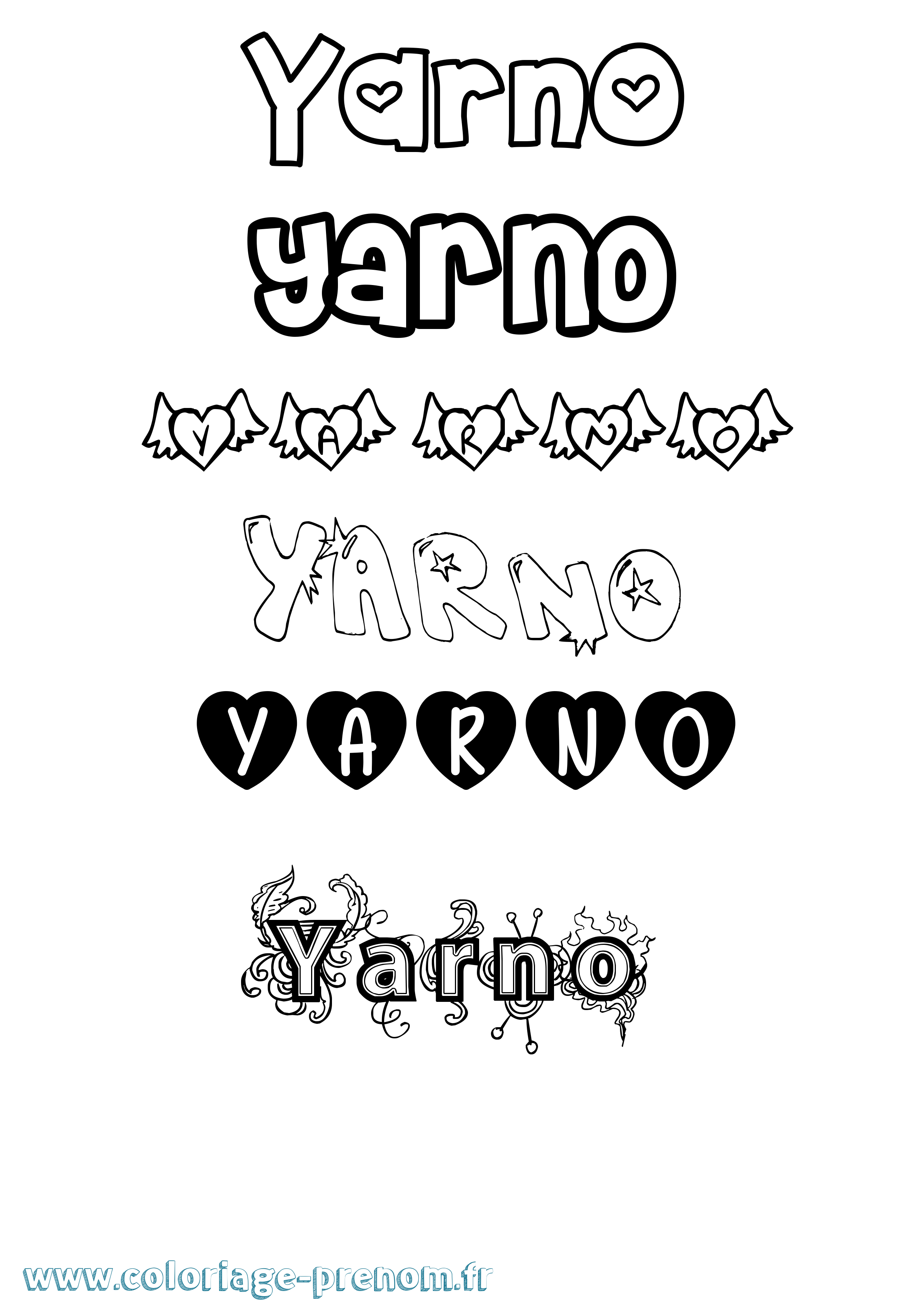Coloriage Yarno Girly Coloriage prénom Yarno Girly