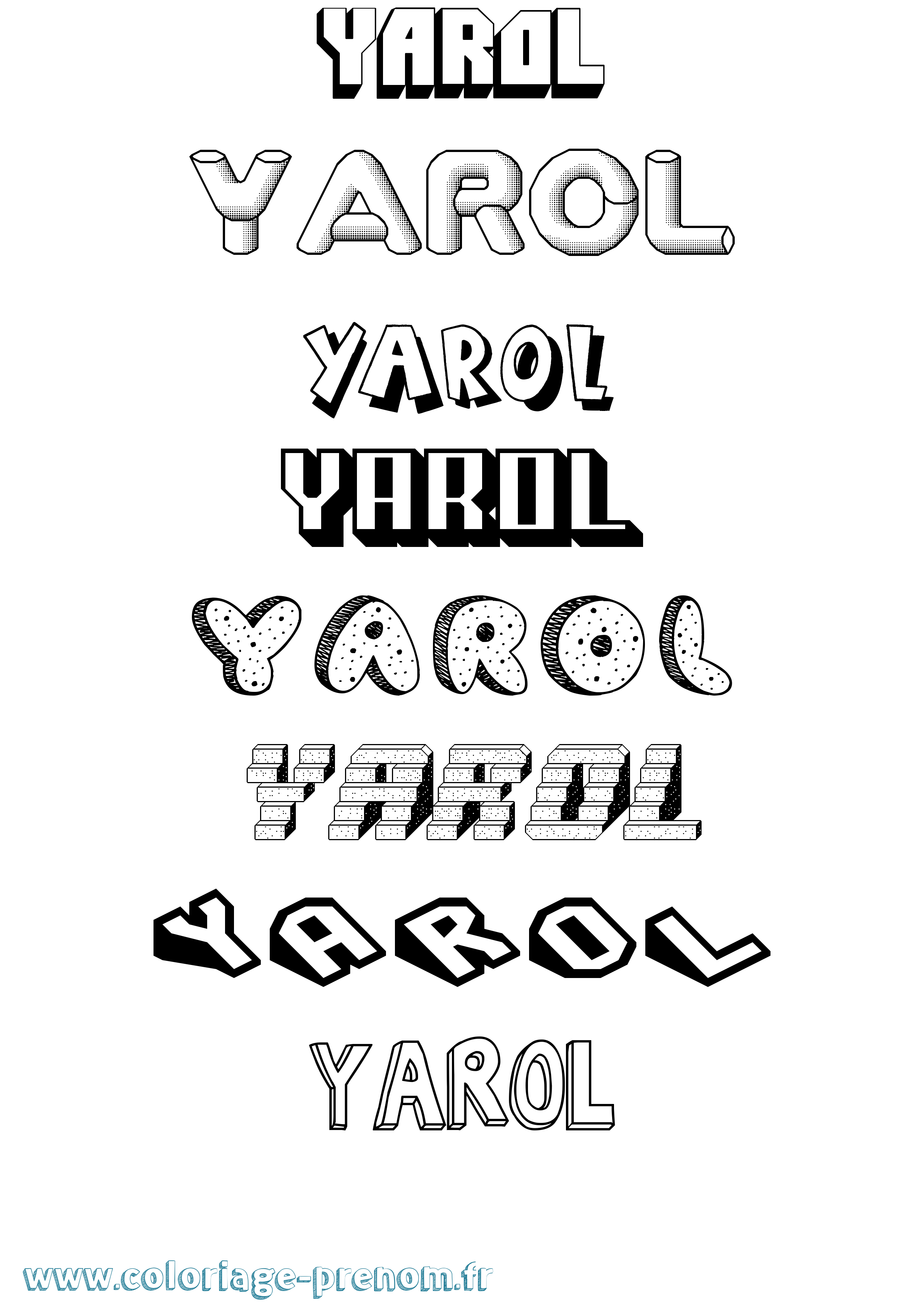 Coloriage Yarol Effet 3D Coloriage prénom Yarol Effet 3D