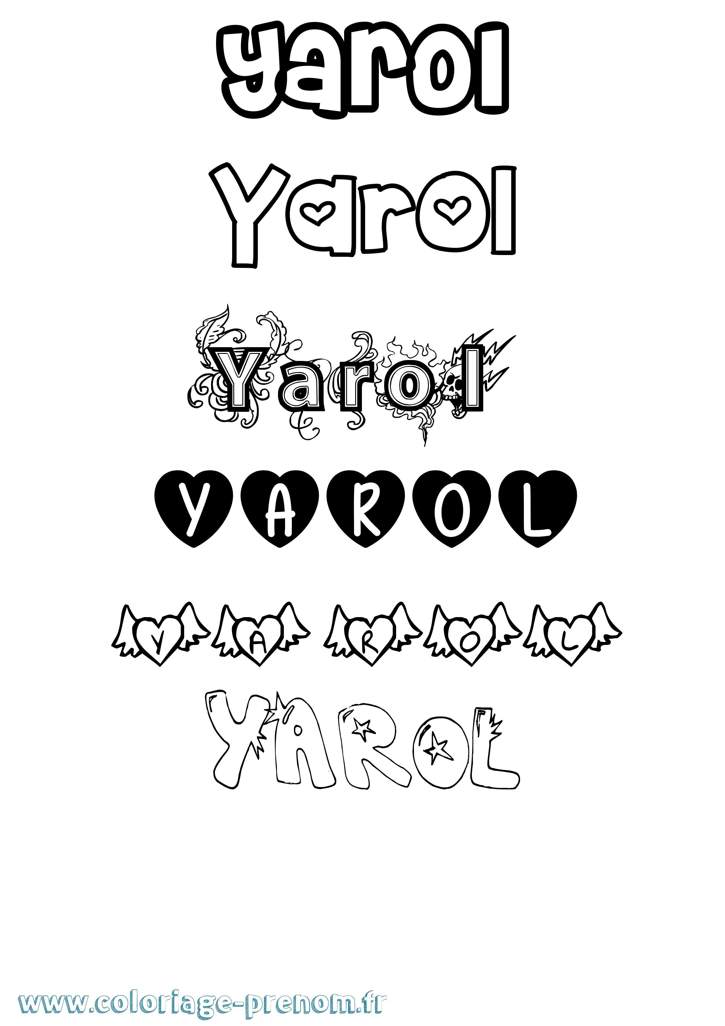 Coloriage Yarol Girly Coloriage prénom Yarol Girly
