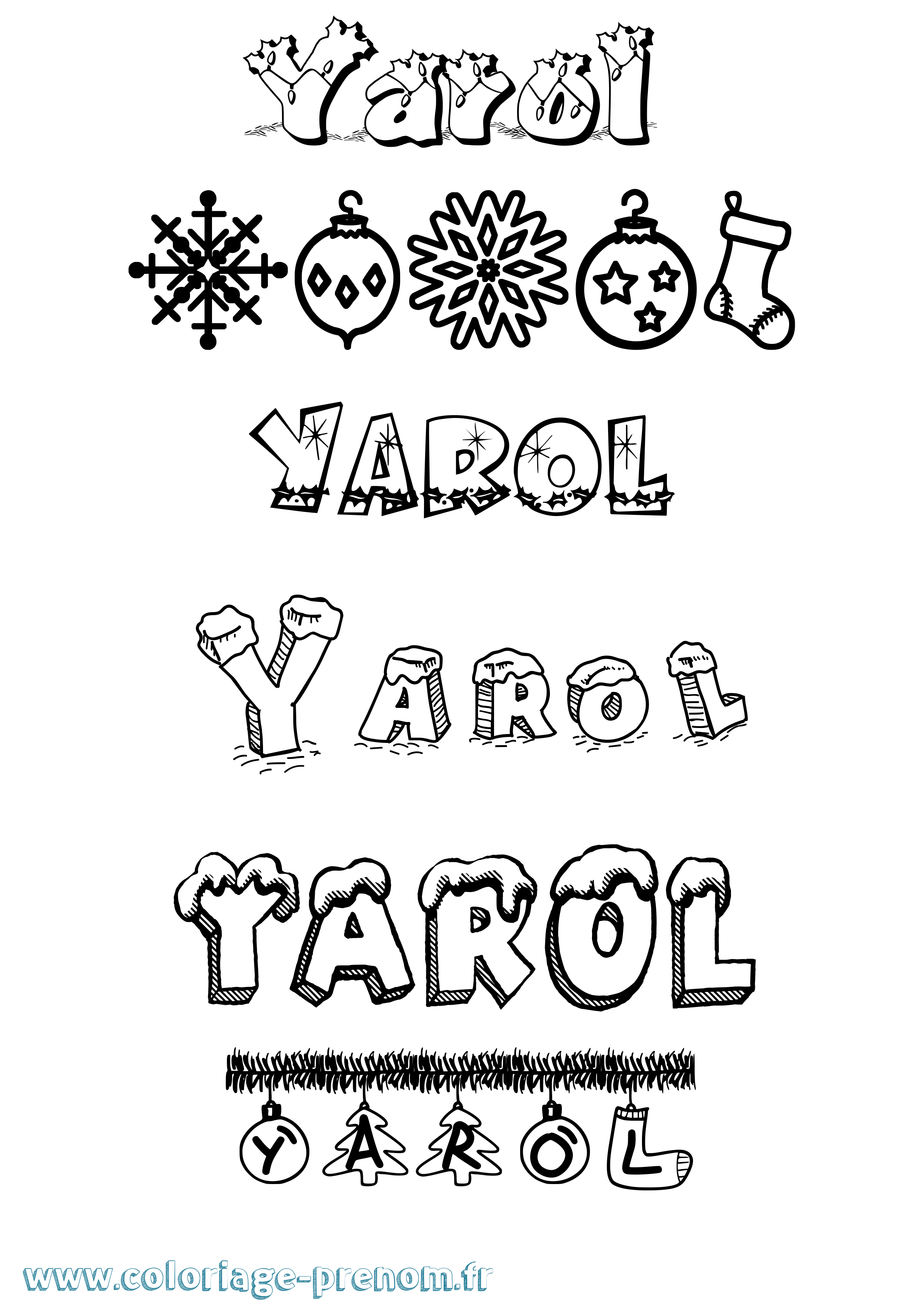 Coloriage Yarol Noël Coloriage prénom Yarol Noël